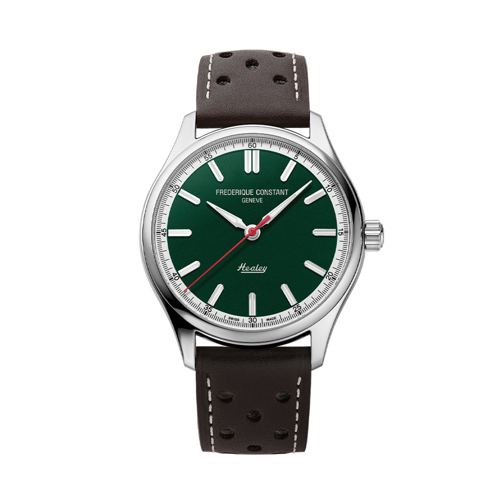 Vintage Rally Healey Automatic 40mm Green Leather Strap Watch - Classic Men's Timepiece for Casual Wear & Outdoor Adventures