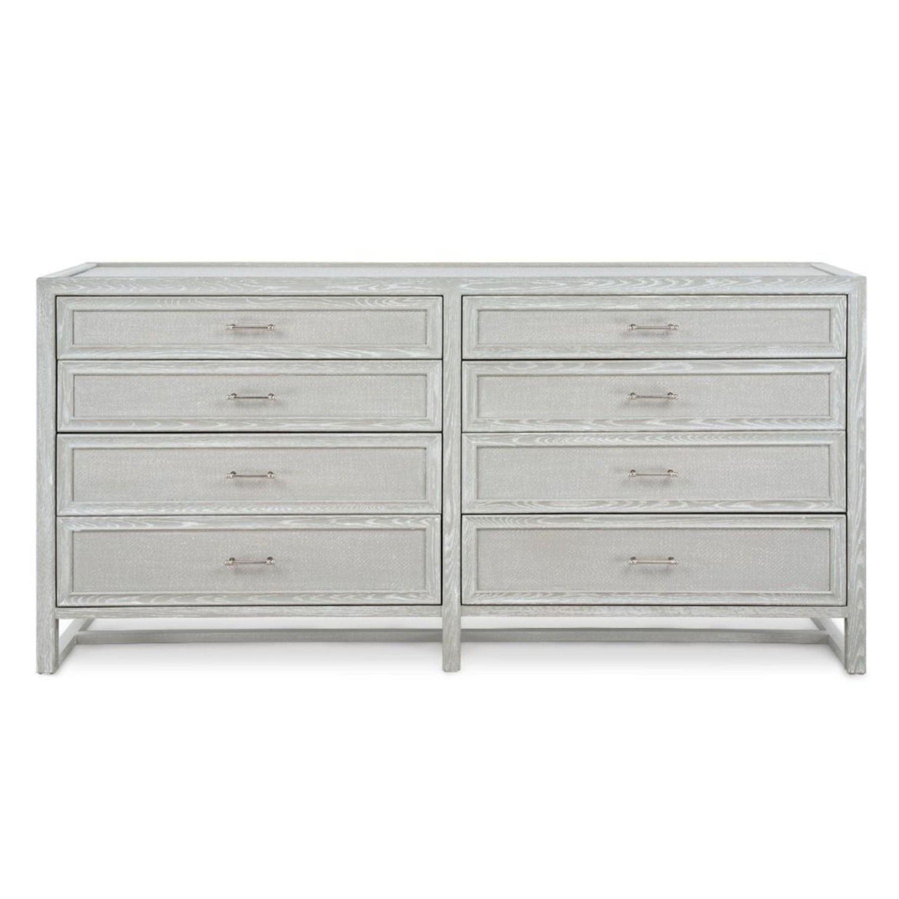 Vivian 8-Drawer Dresser with Clear Lacquer Finish in Soft Gray - Perfect for Bedroom, Nursery, or Guest Room Storage
