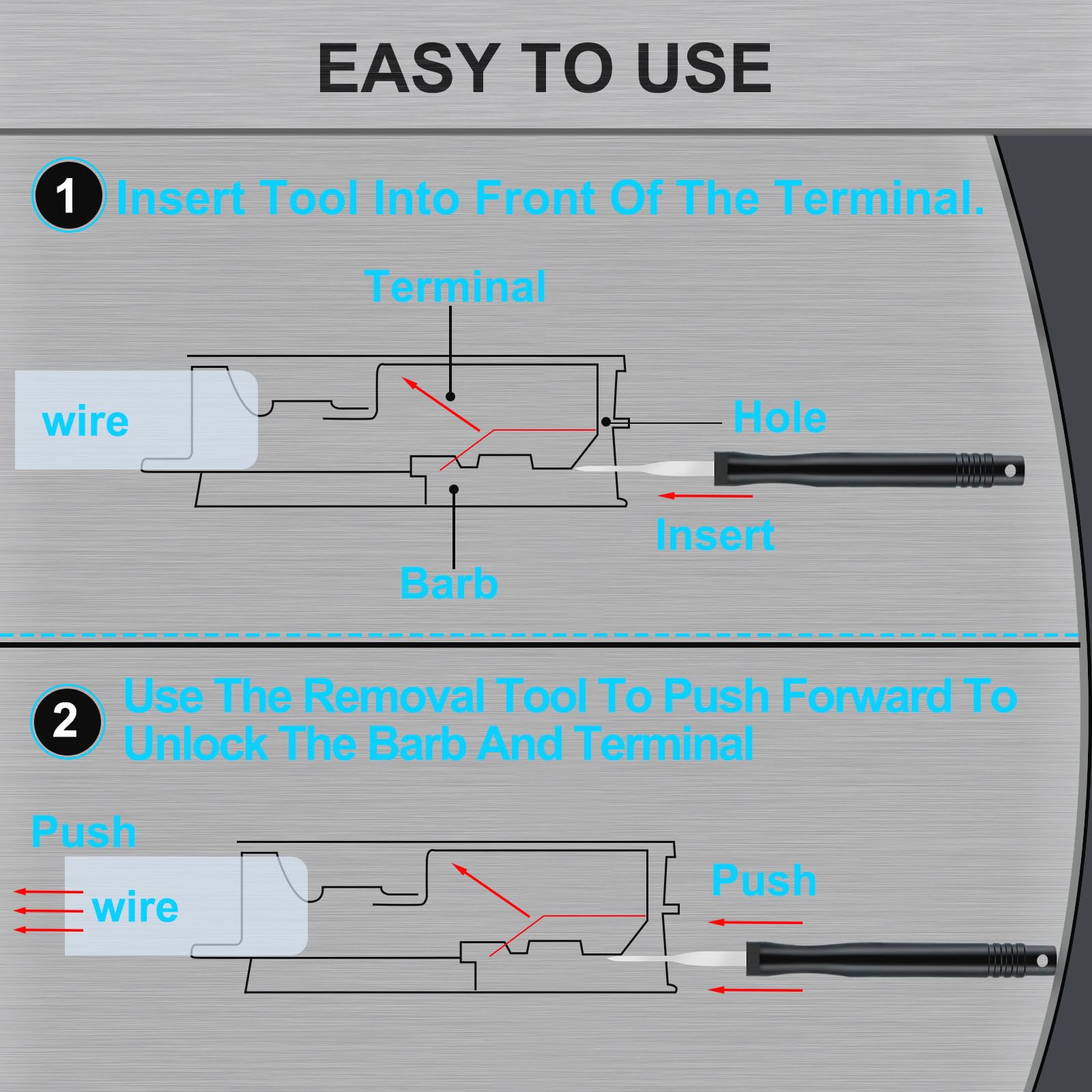 18-Piece Terminal Removal Tool Kit - Automotive Connector Pin Extractor Set for Electrical Systems | Wire Terminal Depinning Tools for Most Connectors | Perfect for Car Repairs & DIY Electrical Projects