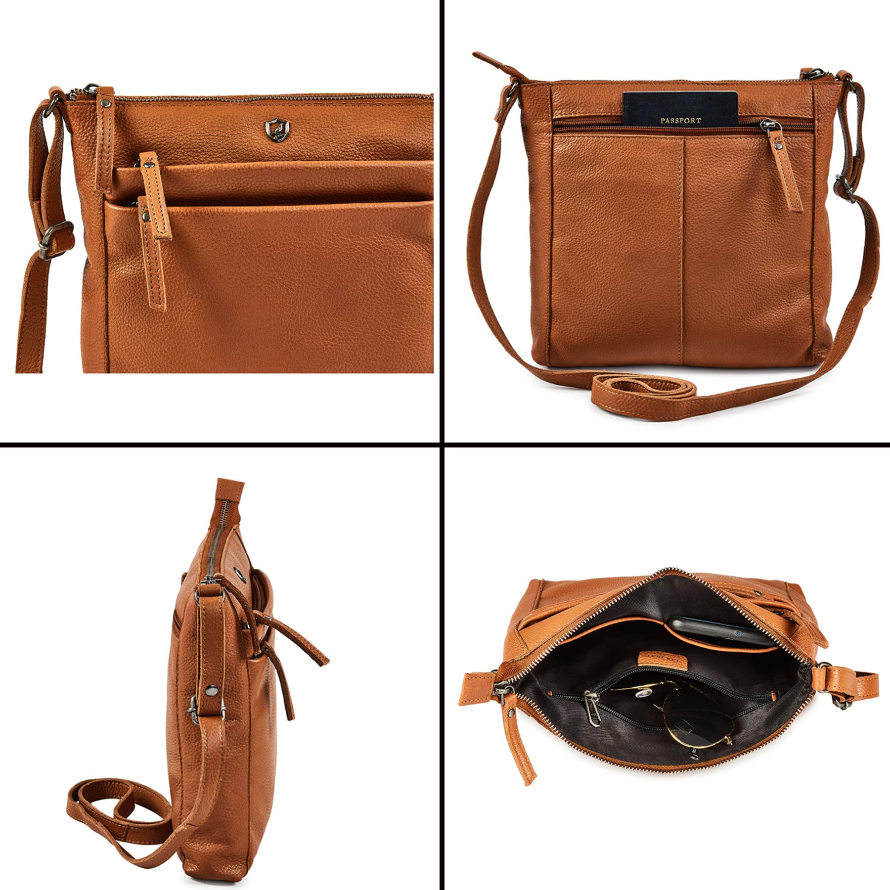 Stylish Women's Crossbody Bag - Genuine Leather Small Soft Pebbled Shoulder Purse for Everyday Use, Travel & Shopping