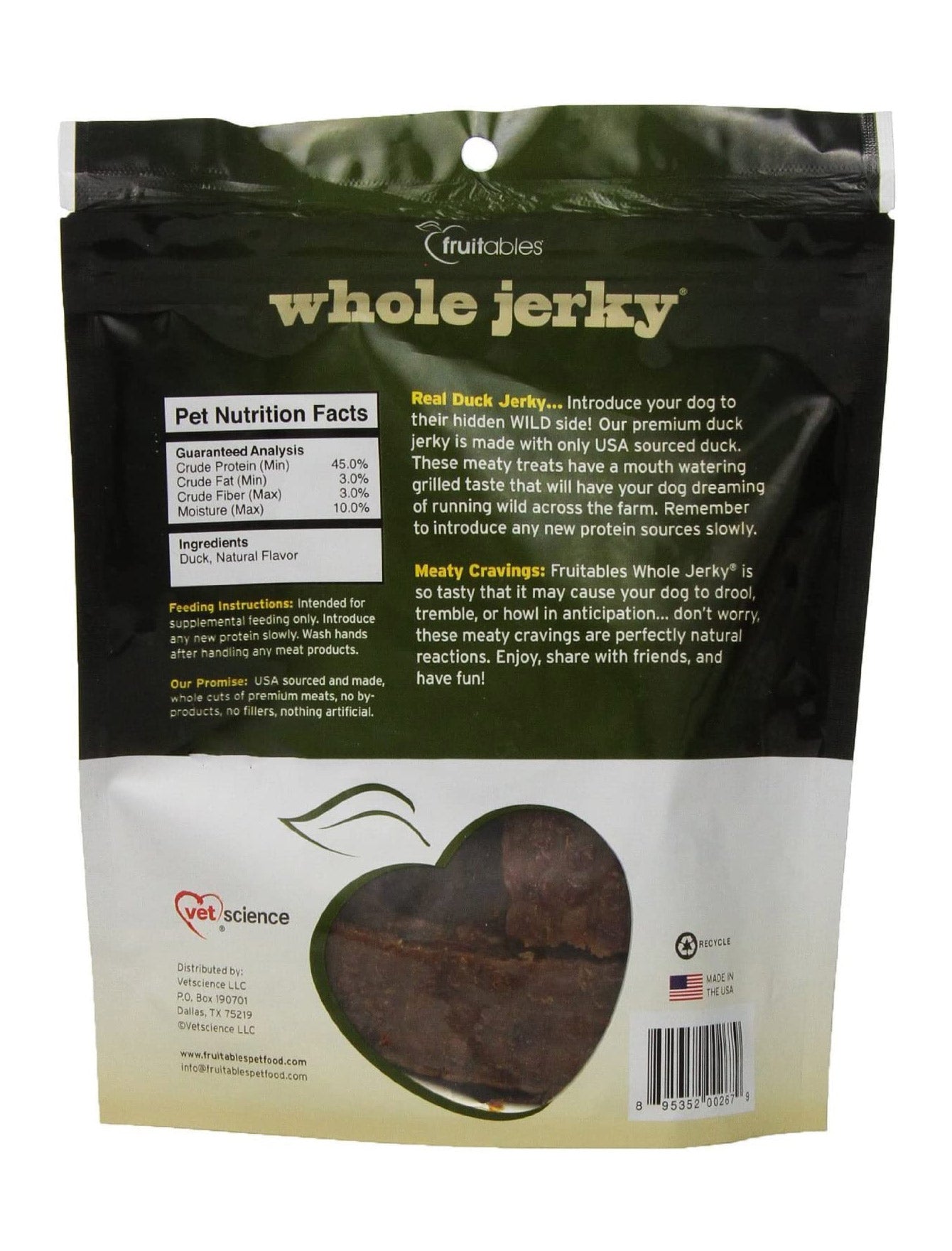 Fruitables Whole Jerky Grilled Duck Dog Treats 140g (5oz) - Healthy Natural Snacks for Small & Large Dogs - Perfect for Training Rewards and Daily Treats