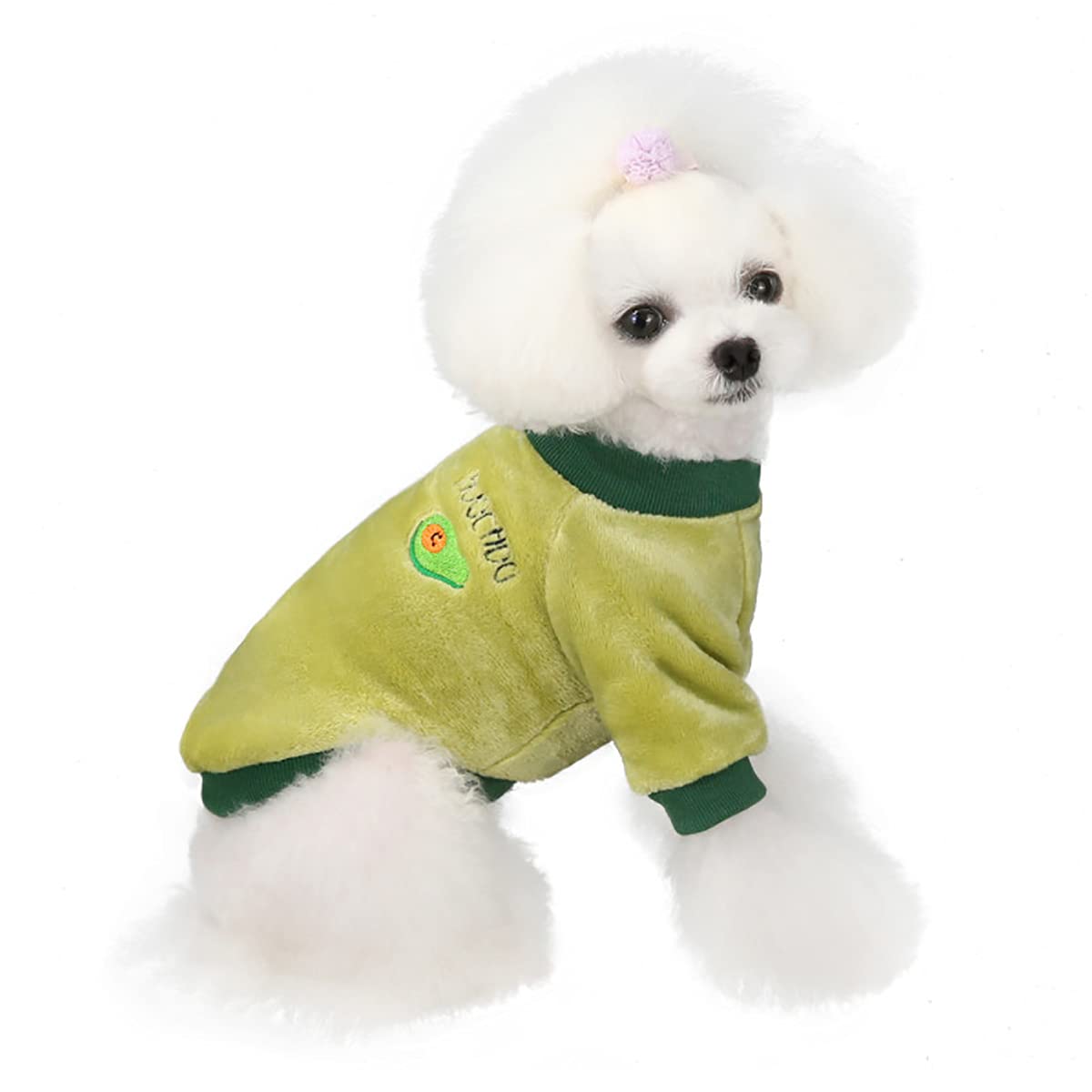 Warm Fleece Dog Sweater & Cat Sweater - Winter Coats for Small & Medium Pets, Green Fruit Pajamas Style - Perfect for Cold Weather & Indoor Comfort