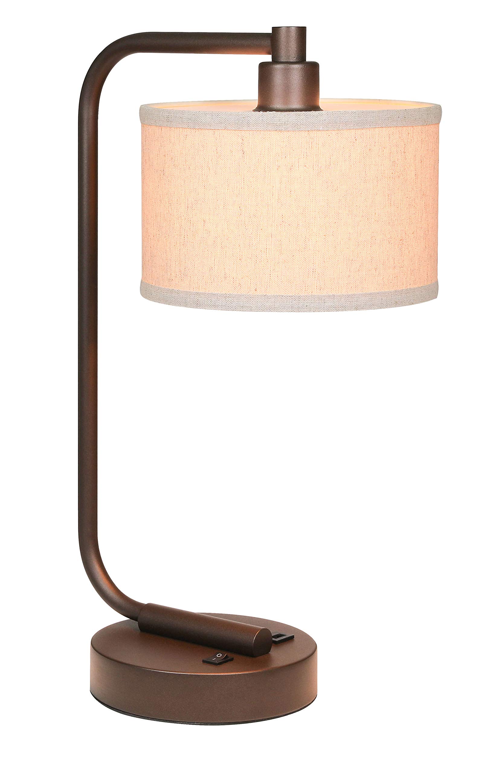 XiNBEi Modern Table Lamp with USB Charging Port & Fabric Shade - Dark Bronze Desk Lamp for Bedroom, Living Room & Office - Nightstand Lighting with Adjustable Brightness (XB-TL1226-DB) | Perfect for Reading, Working & Creating Cozy Ambiance