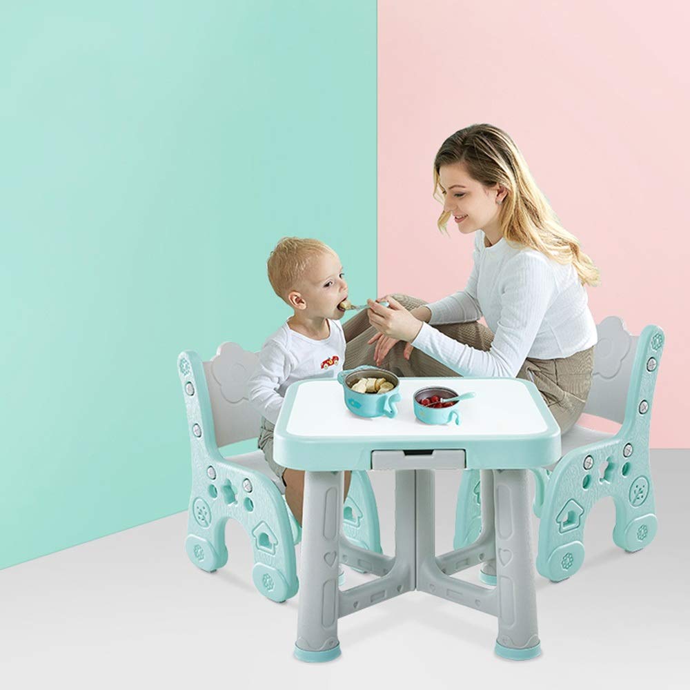 Kids Table and Chair Set - 2 Children's Playroom Furniture for Arts & Crafts, Snack Time, and Learning Activities | Durable Toddler Activity Table with Matching Chairs for Daycare, Preschool, or Home Play Area