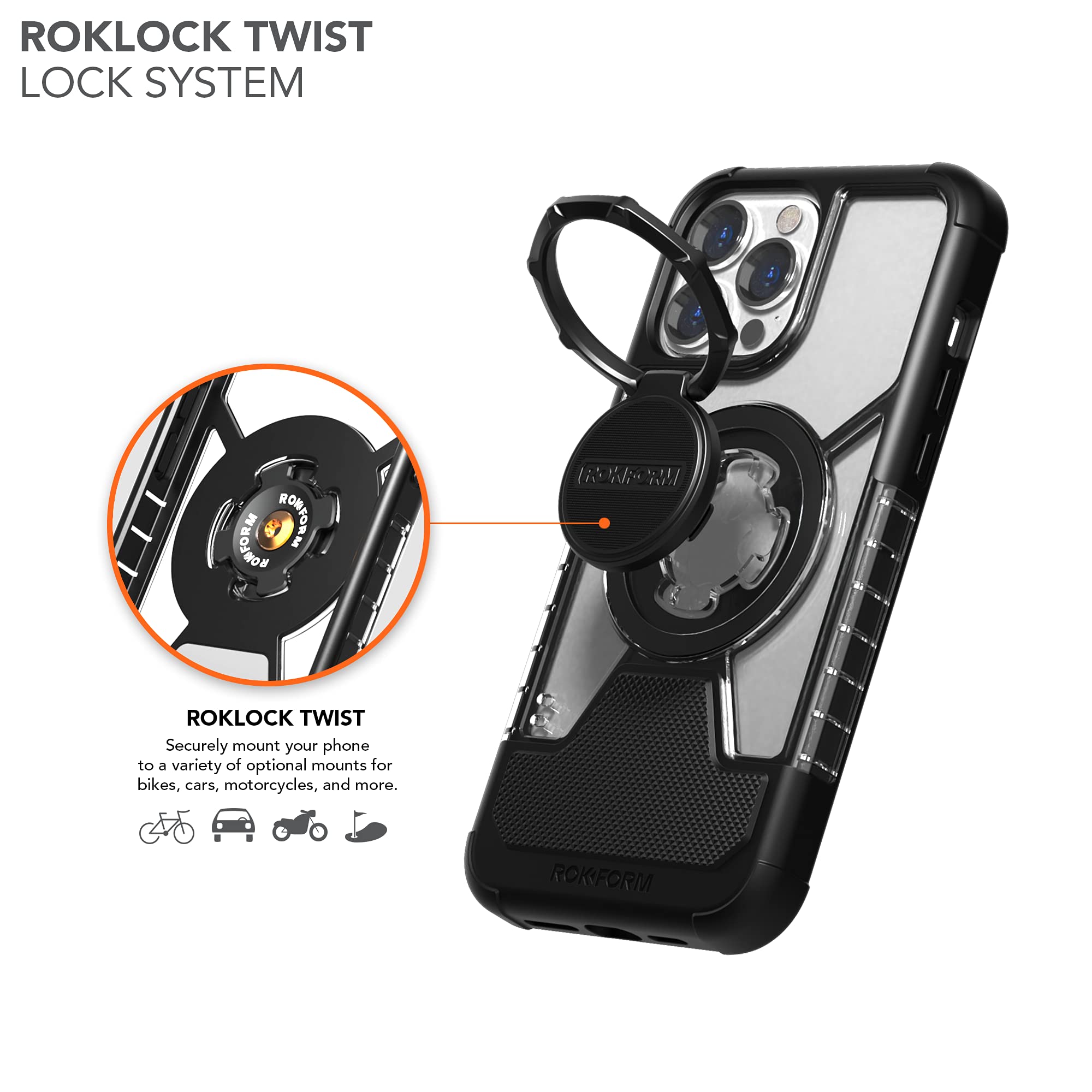 Rokform Crystal Clear iPhone 13 Pro Max Case with Dual Magnet Swivel Car Mount - Secure Phone Holder for Car, Truck, Van | Perfect for Hands-Free Navigation & Safe Driving