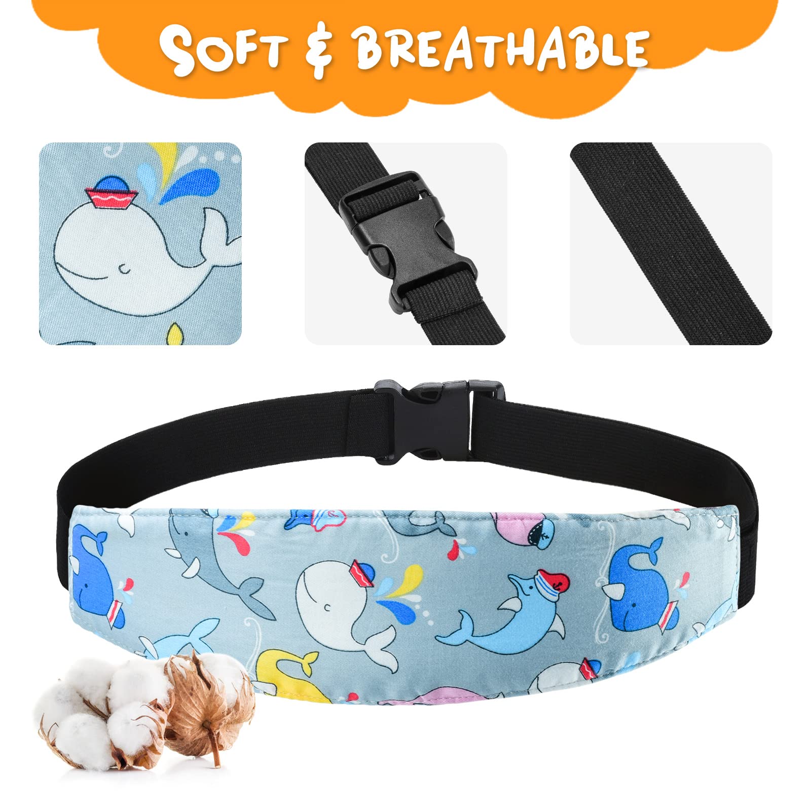 Baby Car Seat Head Support Pillow - Soft Strap Headrest for Toddler & Infant Safety - Car Seat & Stroller Neck Relief - Slumber Sling Sleep Positioner (Blue Owl, 1 Pack) - Perfect for Road Trips & Airplane Travel with Kids