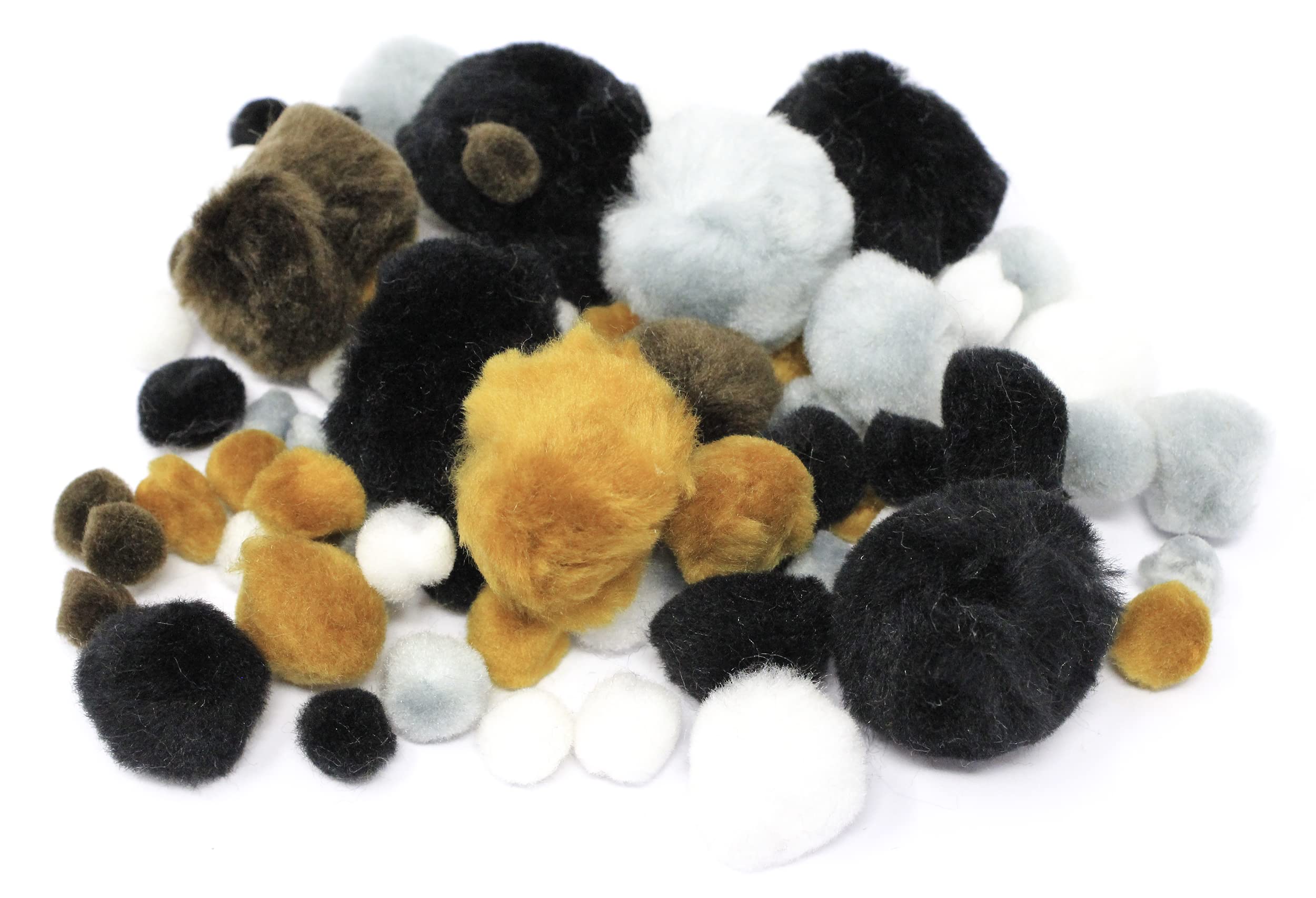 Bright Ideas Craft - 100 Multicolour Animal Theme Assorted Kids Craft Pom Poms, Assorted Sizes & Colors Soft Pompom Balls for DIY Creative Arts & Crafts, School Projects, Home Decorations, Party Favors