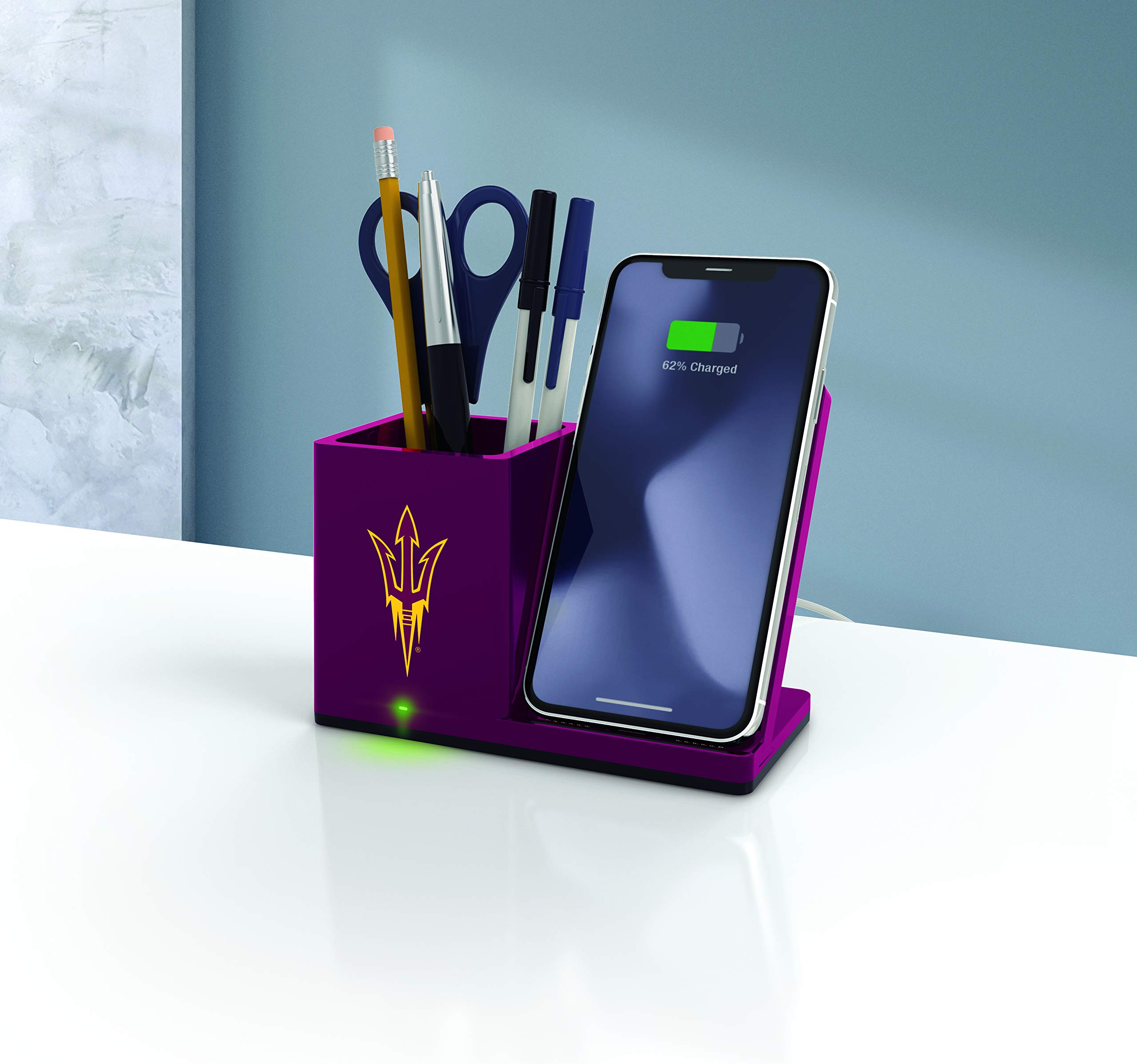 SOAR NCAA Unisex Wireless Charging Stand & Desktop Organizer - Fast Qi-Compatible Phone Charger for iPhone, Samsung, AirPods - Perfect for Office, Home, Dorm Room Organization