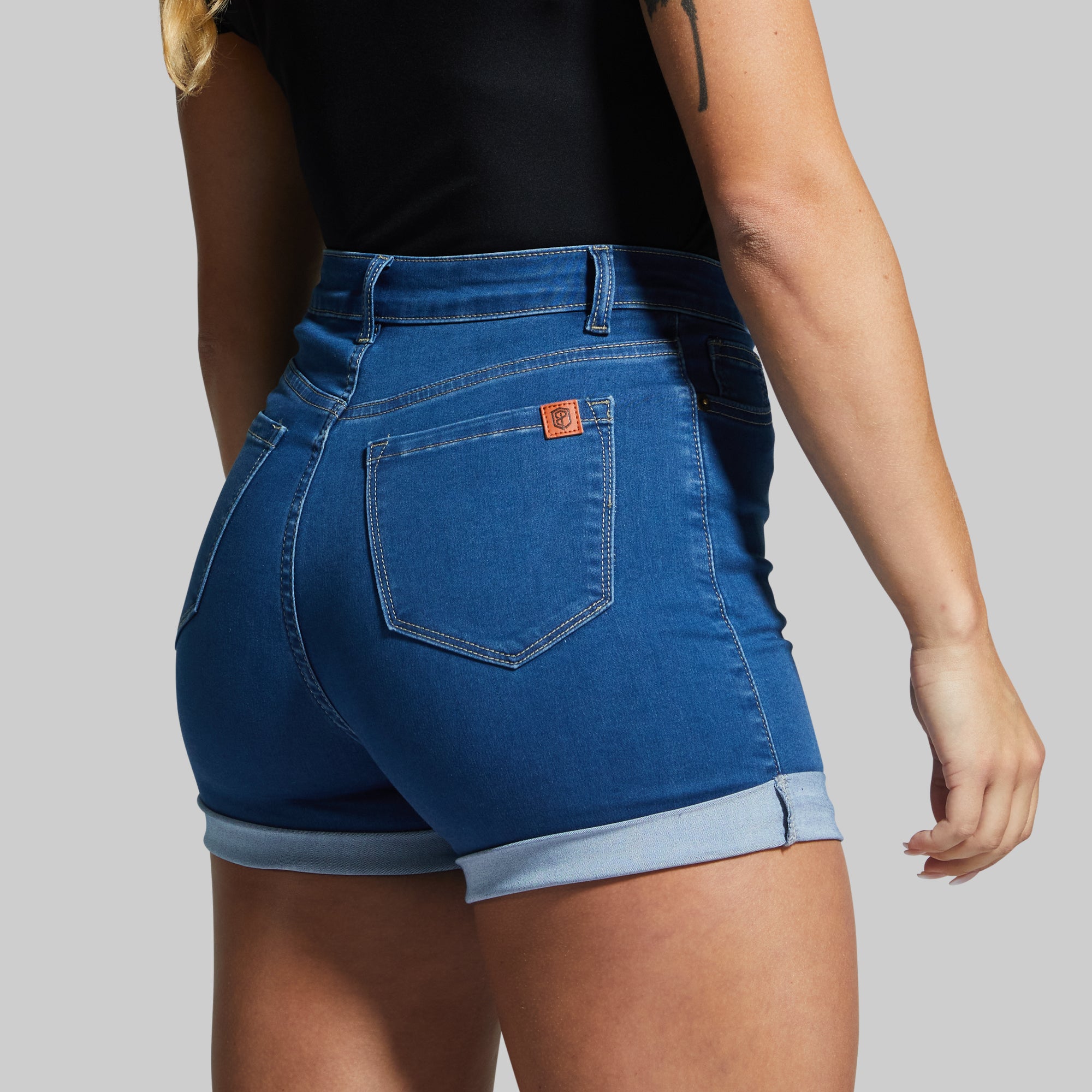 FLEX Stretchy Mom Jean Shorts - Mid Wash High Waist Denim Shorts for Women | Comfortable & Trendy Summer Outfit Essential