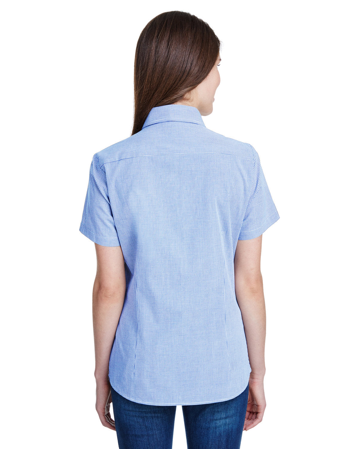 Reprime RP321 Women's Microcheck Gingham Short Sleeve Cotton Shirt - Artisan Collection | Casual Summer Top for Office, Picnic & Date Night