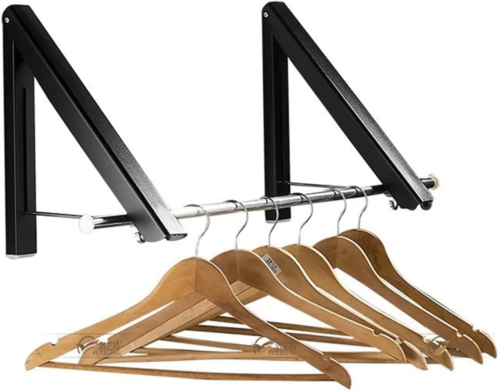 Portable Folding Clothes Hanger - Wall Mounted Drying Rack for Bathroom, Hotel & Home Use - Space Saving Retractable Laundry Organizer (Black) - Perfect for Small Spaces, Apartments & Travel