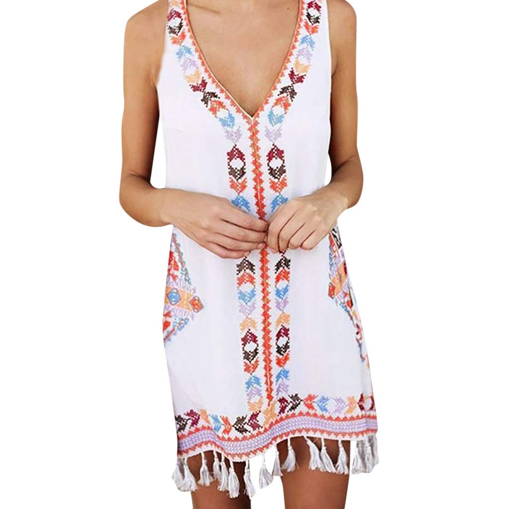 Women's Summer Boho Casual Midi Dress - V-Neck Flare Sleeve Button Down Flowy Dress for Beach, Vacation & Everyday Wear