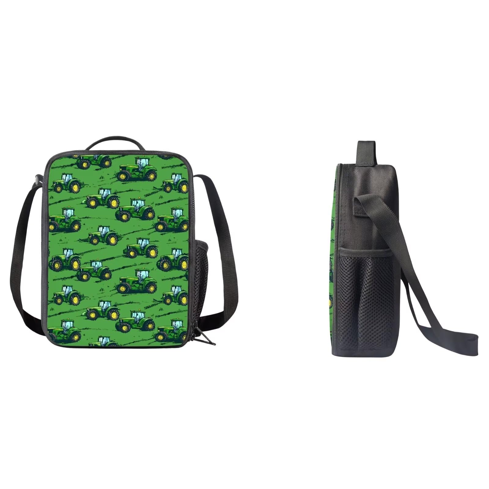 DISNIMO Boys Backpack with Lunch Box - Tractor & Truck Print School Bookbag for Kids Ages 6-8, Large Green Daypack for Elementary Students - Perfect for School, Travel, and Outdoor Adventures