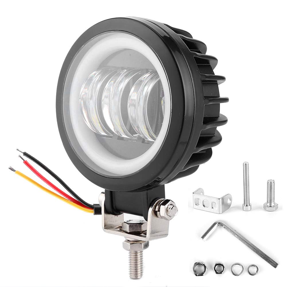 Akozon 30W LED Work Light 6000K Waterproof Round Angel Eyes Lamp - Red Light for Car, ATV, Boat, Off-Road Vehicle | Durable Lighting for Night Driving, Camping & Outdoor Adventures