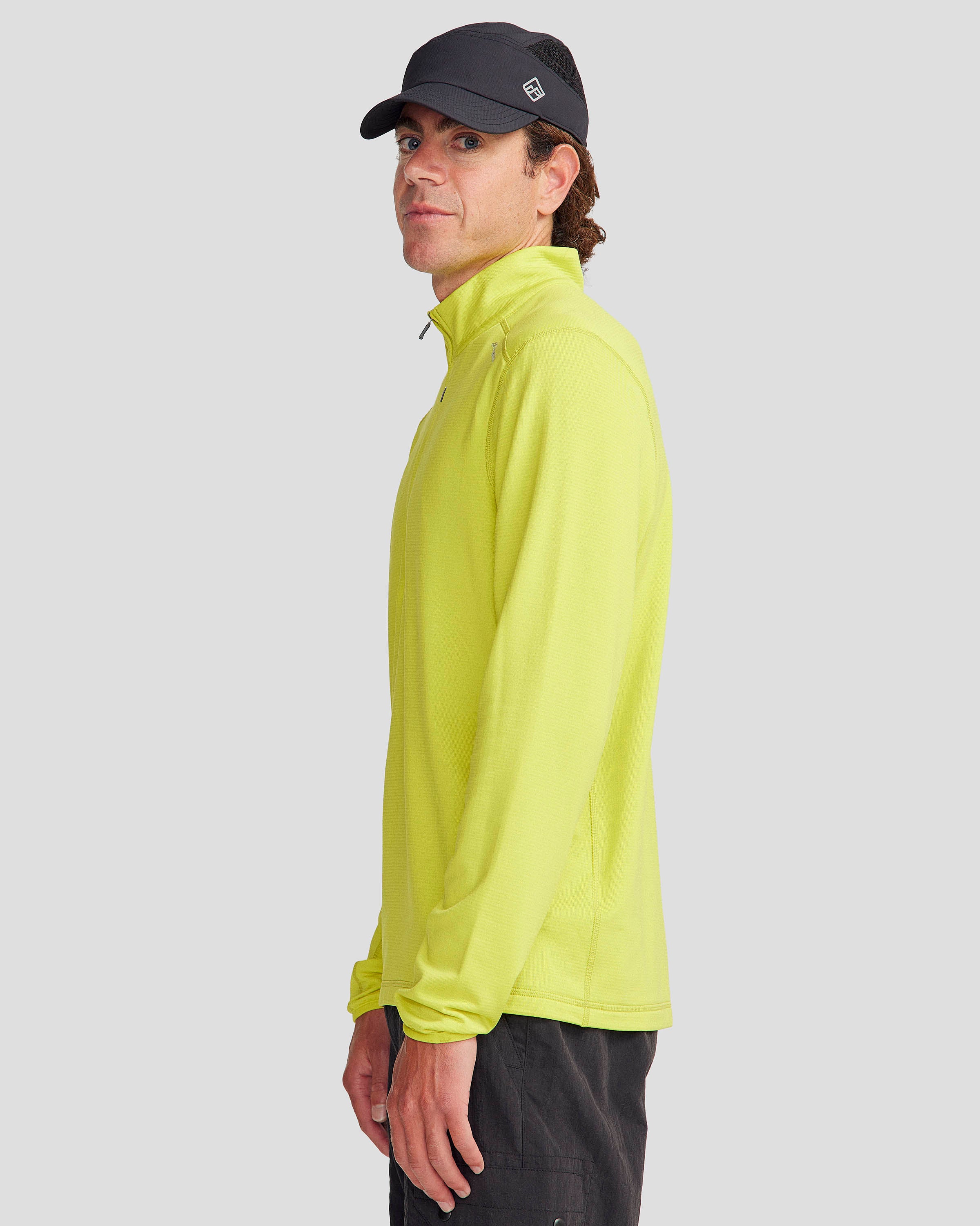 Men's Seeker Fleece 1/4 Zip Pullover - Lightweight Thermal Jacket for Hiking & Outdoor Activities - Bright Moss Green Color