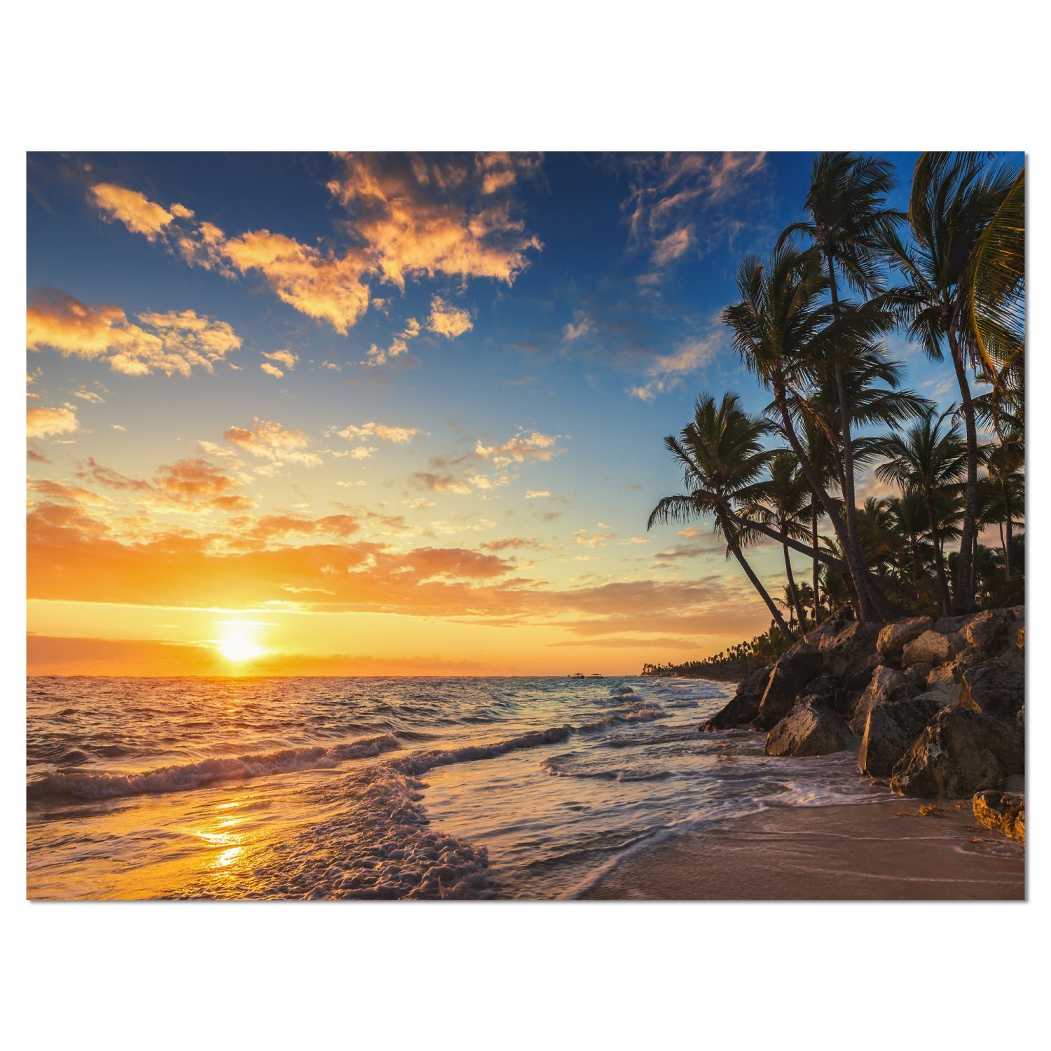 Extra Large Tropical Island Beach Seascape Canvas Art - Palm Trees & Ocean View - Perfect for Living Room, Bedroom, or Office Wall Decor