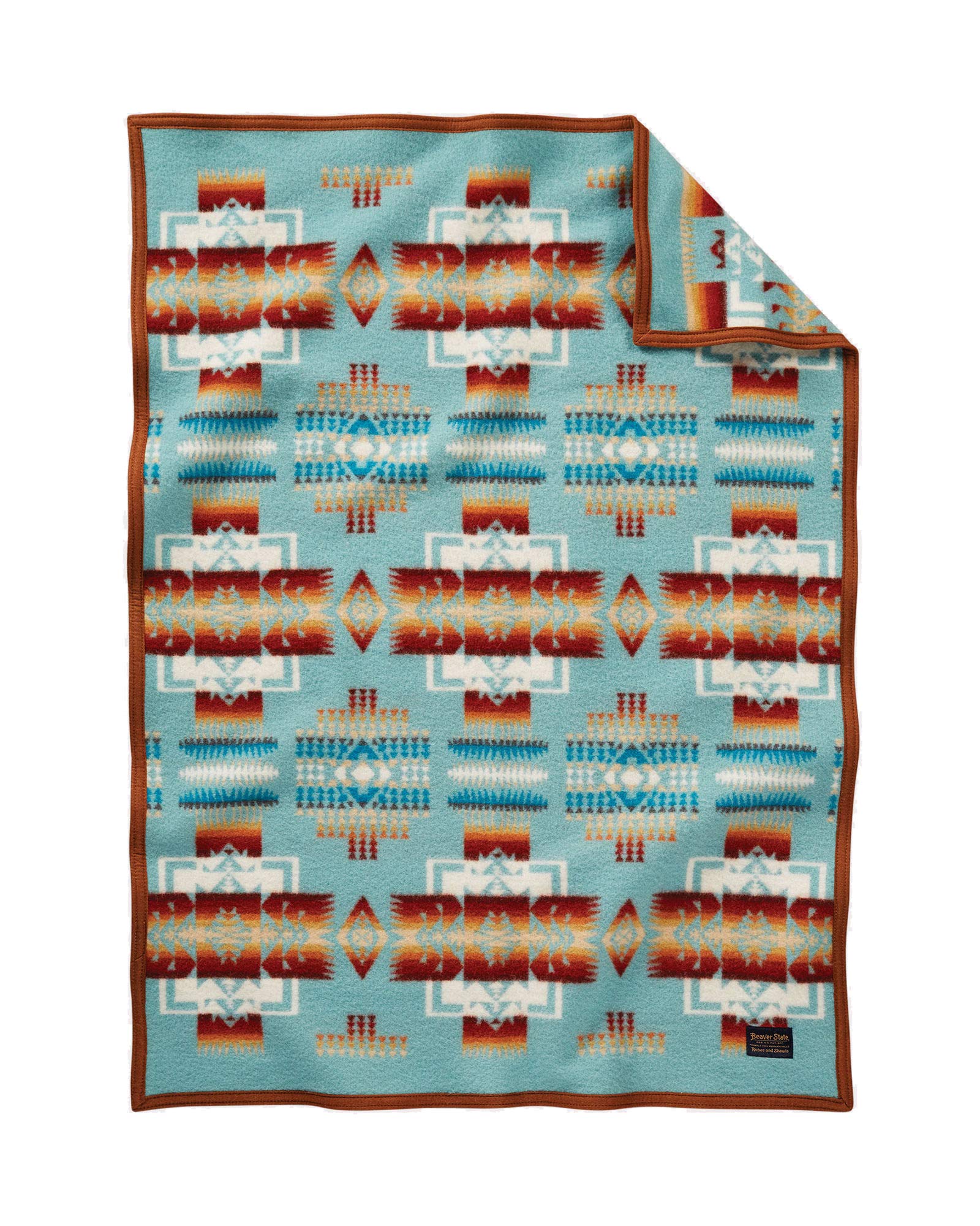 PENDLETON Chief Joseph Crib Blanket in Aqua - Soft Baby Blanket for Nursery, Stroller & Travel - Native American Inspired Design for Boys & Girls