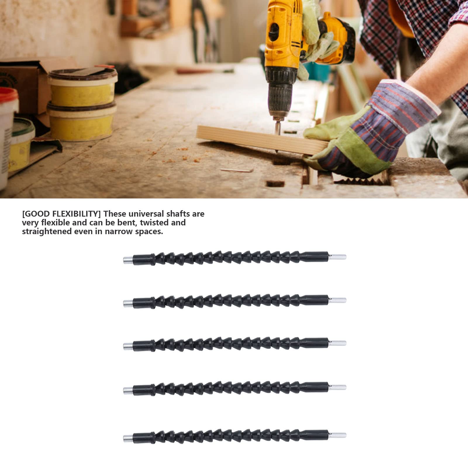 5-Piece 295mm Flexible Drill Bit Extension Set - Universal Magnetic Hex Shaft for Electric Drills | Perfect for Tight Spaces & DIY Projects
