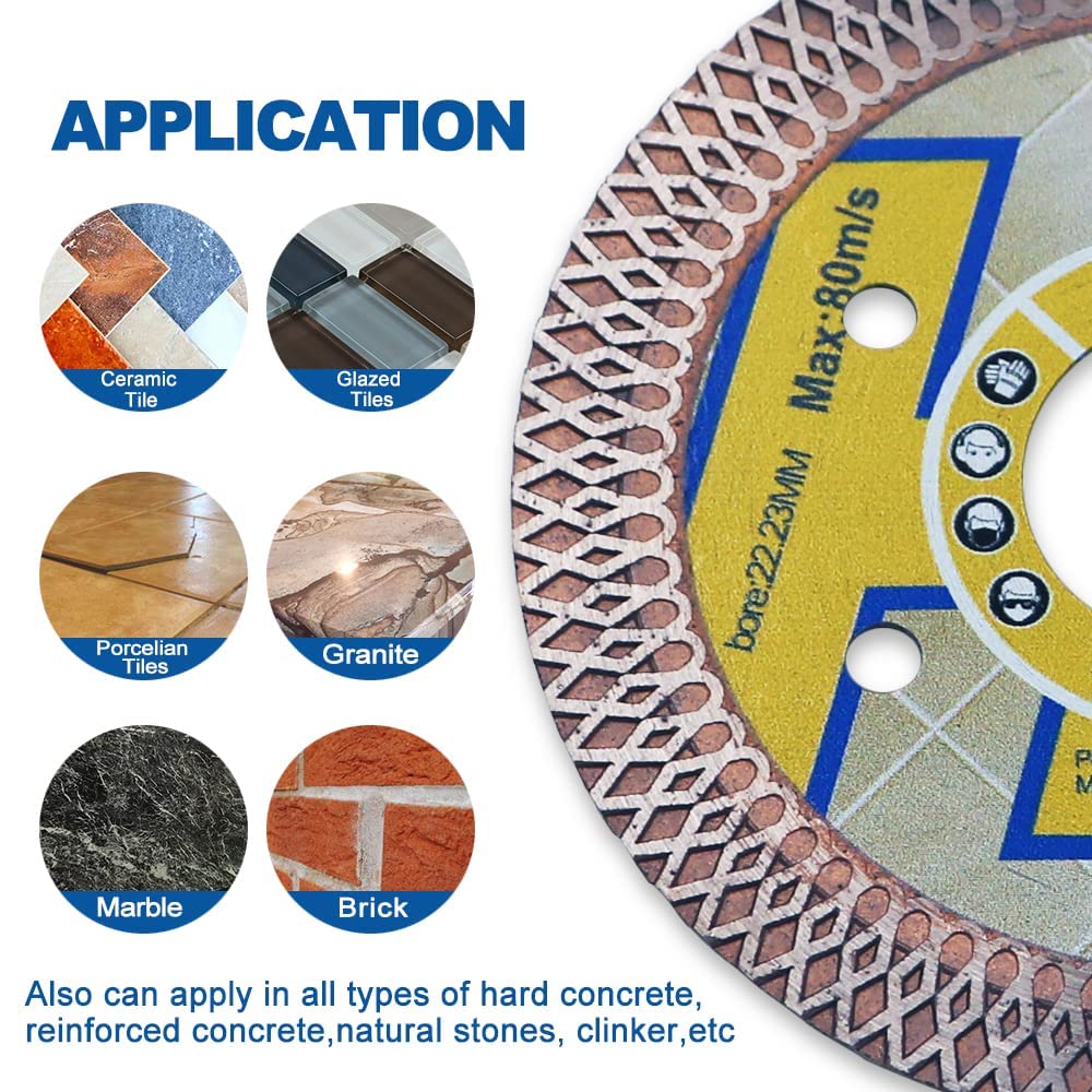 5-Pack HIGHDRIL 3 3/8 Inch Diamond Saw Blades for Tile Cutting - Turbo X Mesh Dry/Wet Use Circular Saw Disc for Porcelain, Ceramic, Granite & Marble | Perfect for Home Renovation, Bathroom Tiling & Stone Fabrication