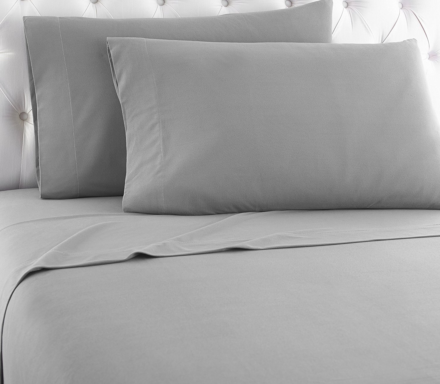 Empire Home 100% Cotton Heavy Winter Flannel Sheet Set - Full Size Deep Pocket Fitted & Flat Sheets with Pillow Cases (Gray/Silver) for Cozy Bedroom & Guest Room Comfort