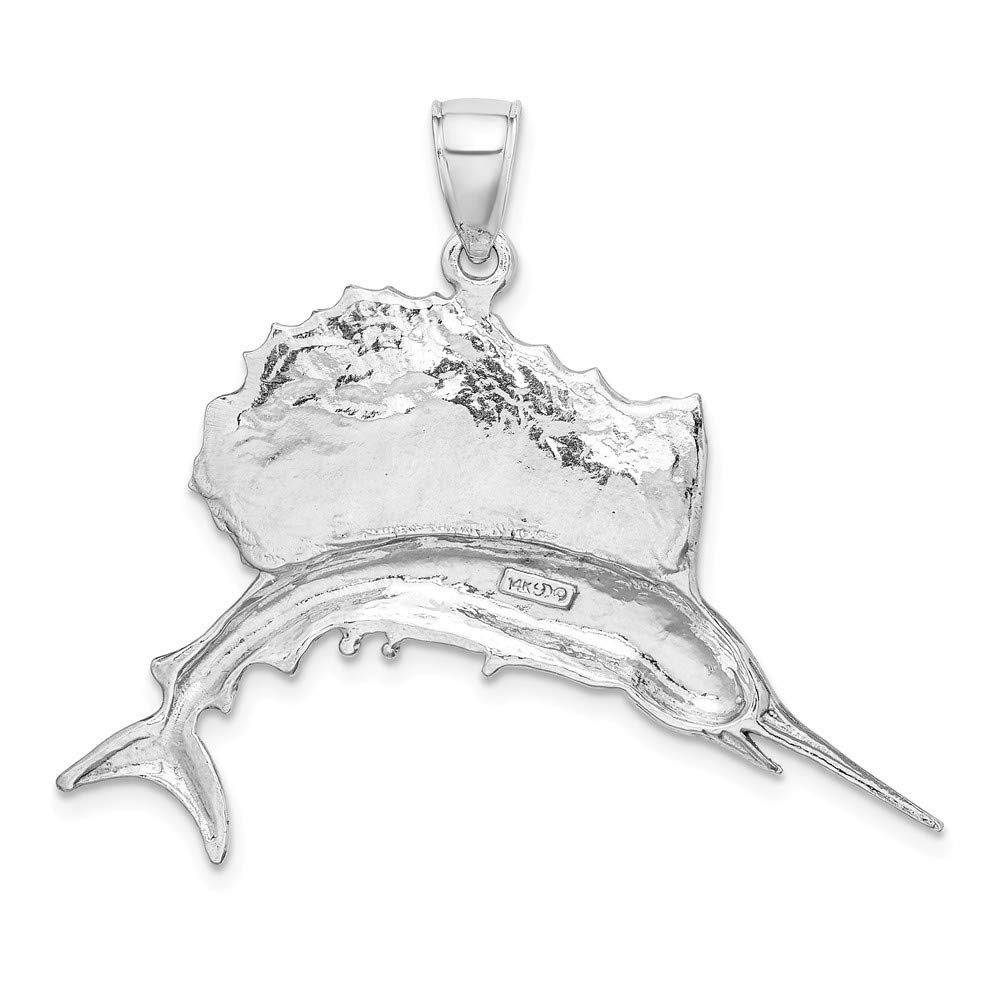 Jewels By Lux 14K White Gold White Sailfish High Polish Pendant Necklace - Elegant Marine-Themed Jewelry for Women, Perfect Gift for Birthdays, Anniversaries & Special Occasions