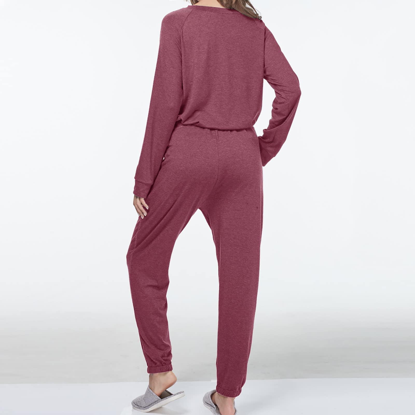 Cysincos Women's 2-Piece Sweatsuit Set - Long Sleeve Pullover & Drawstring Jogger Pants - Soft Loungewear, Pajama & Casual Outfit for Home, Workout & Relaxation