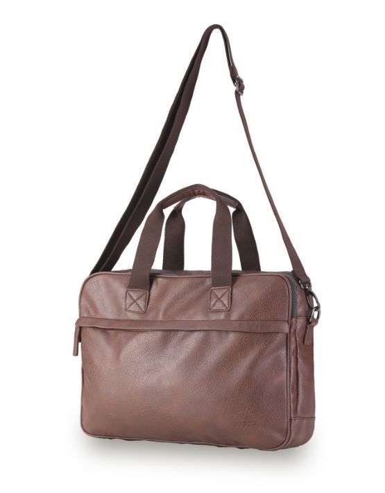 Tosca VG014 Vegan Leather Business Laptop Bag for Women & Men - Chocolate Brown - Perfect for Office, Work, and Travel