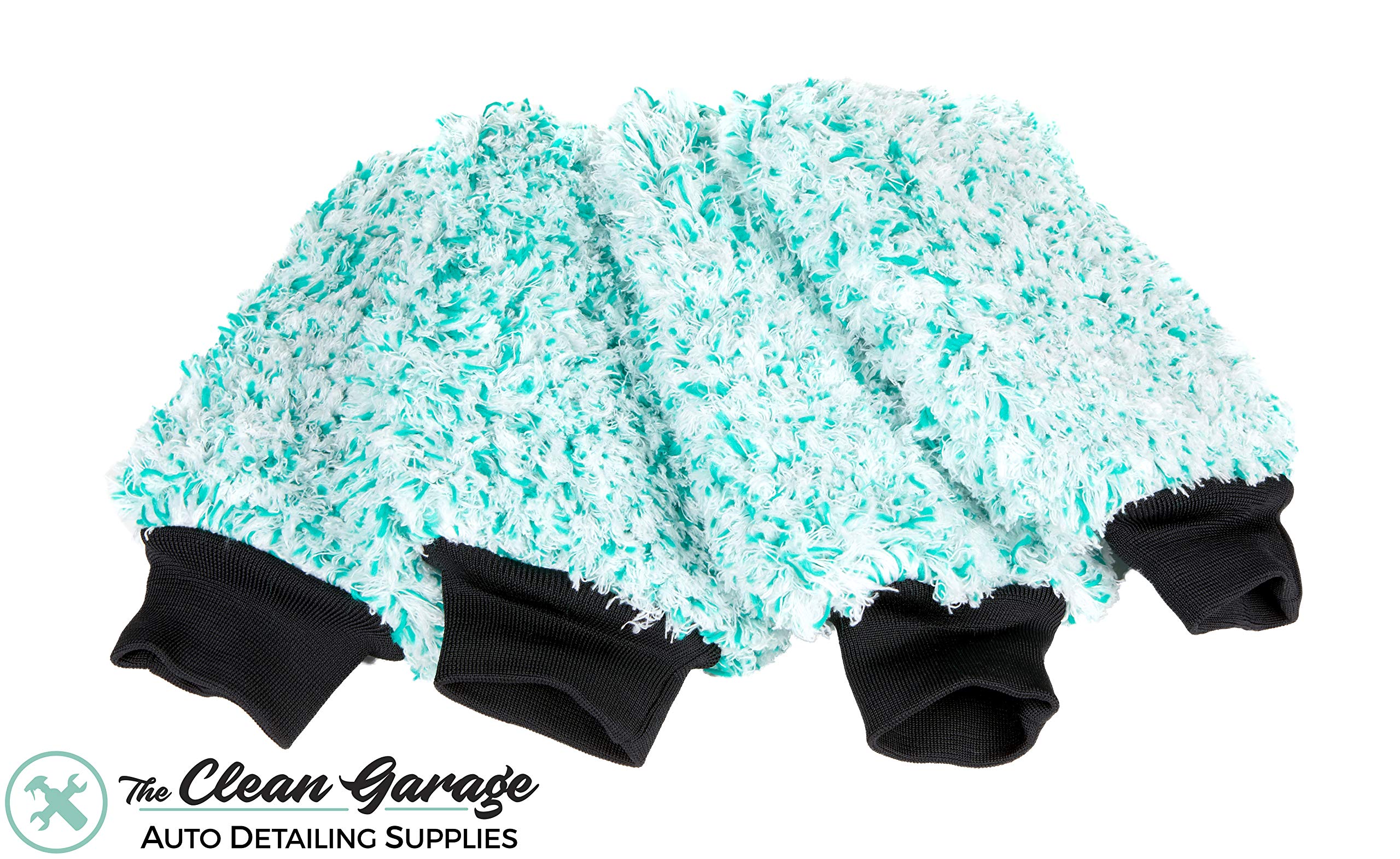 4 Pack Ultra Plush Korean Microfiber Car Wash Mitts - Mint Green (9