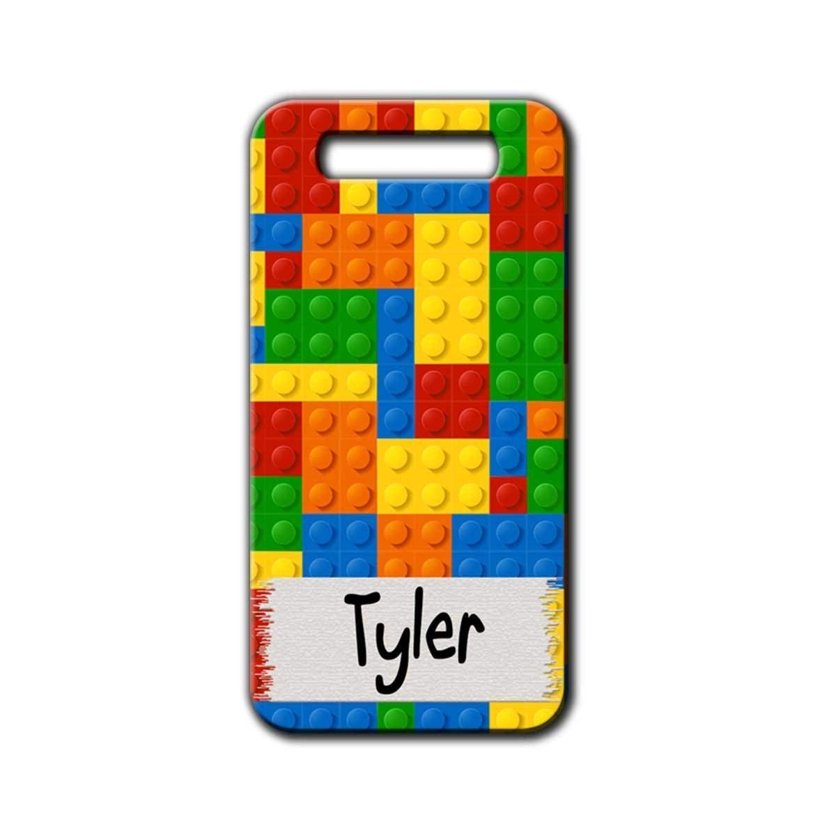 Kids Interlocking Brick Luggage Tag - Personalized Backpack ID Name Tag for Travel & School | Durable Toy-Inspired Bag Identifier for Children's Suitcases & Backpacks