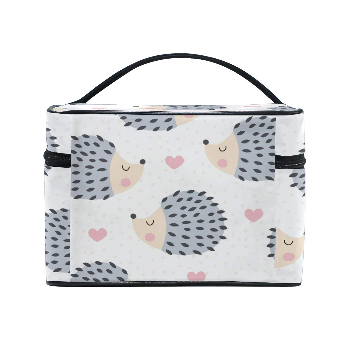 Blueangle Hedgehog Polka Dot Makeup Bag - Portable Travel Cosmetic Organizer with Double Zipper - Waterproof Toiletry Bag for Women (9