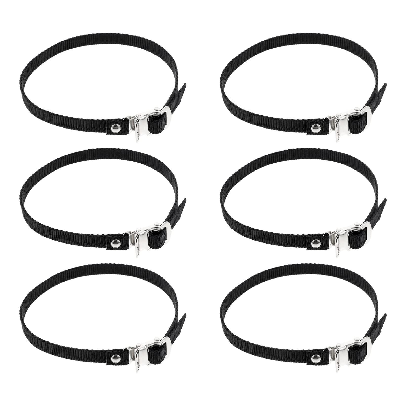 INOOMP 6-Pack Professional Bike Pedal Straps - Universal Cycling Toe Clips for Exercise & Kids Bikes - Durable Metal/Plastic Fixing Clips for Secure Riding - Perfect for Road Bikes, Spin Classes & Family Cycling