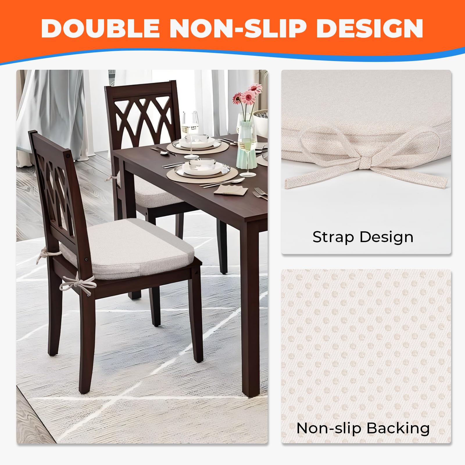 D-Shaped Dining Chair Cushions Set of 4 - 17