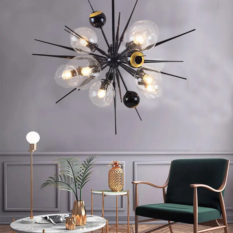 Laura Black Bubble Sputnik Chandelier - Modern Crystal Ceiling Light Fixture for Dining Room, Living Room, Bedroom & Entryway | Elegant Lighting Decor for Home & Office