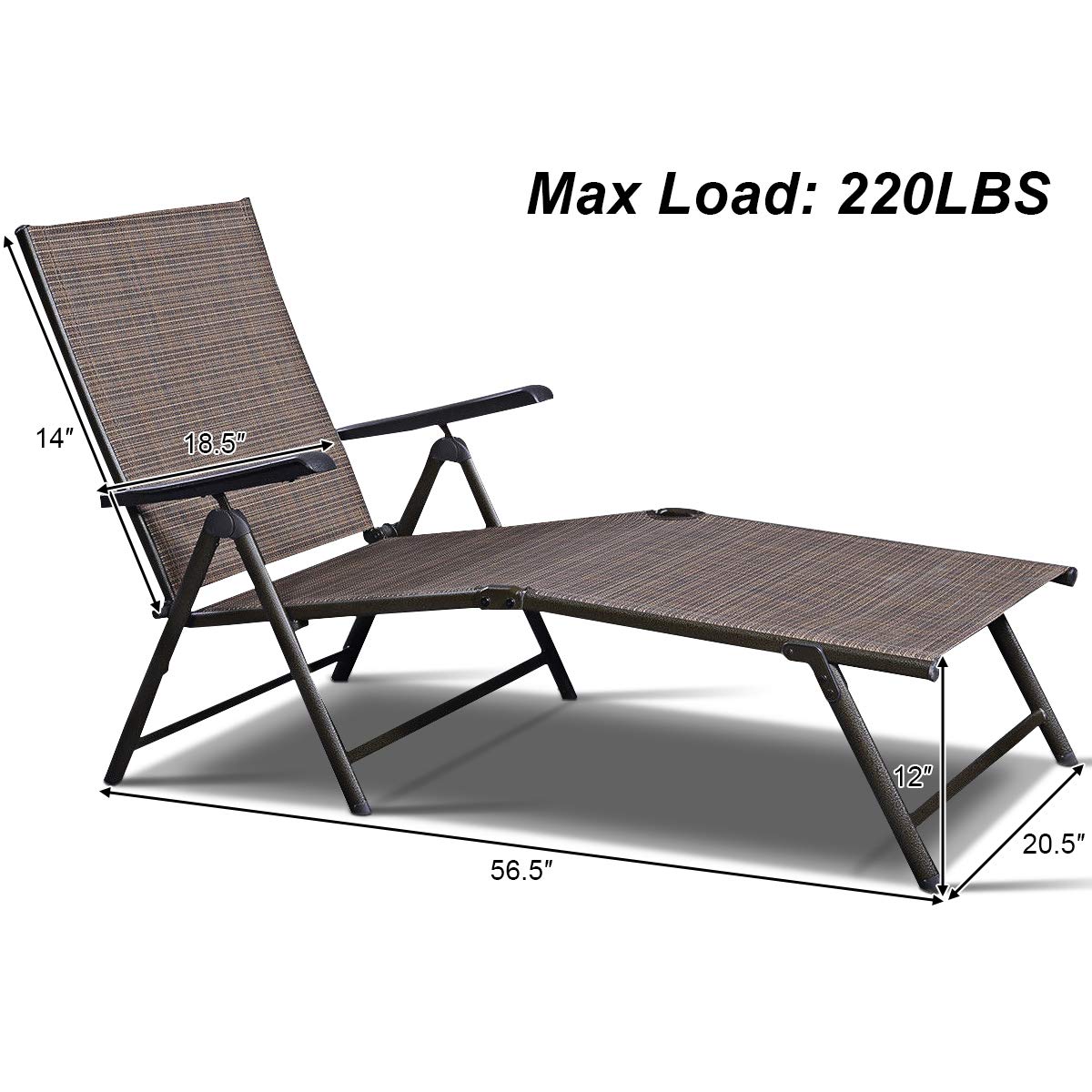 Casart Adjustable Chaise Lounge Chair - Outdoor Reclining Sun Lounger for Poolside, Garden, Patio & Backyard - Perfect for Sunbathing, Relaxing and Outdoor Leisure Time