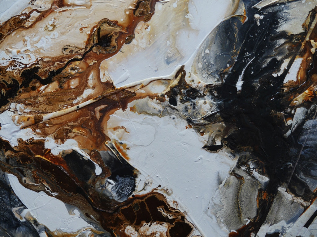 240cm x 100cm Neutral Oxide Rust White Black Textured Abstract Canvas Painting - Modern Wall Art for Living Room, Bedroom & Office Decor