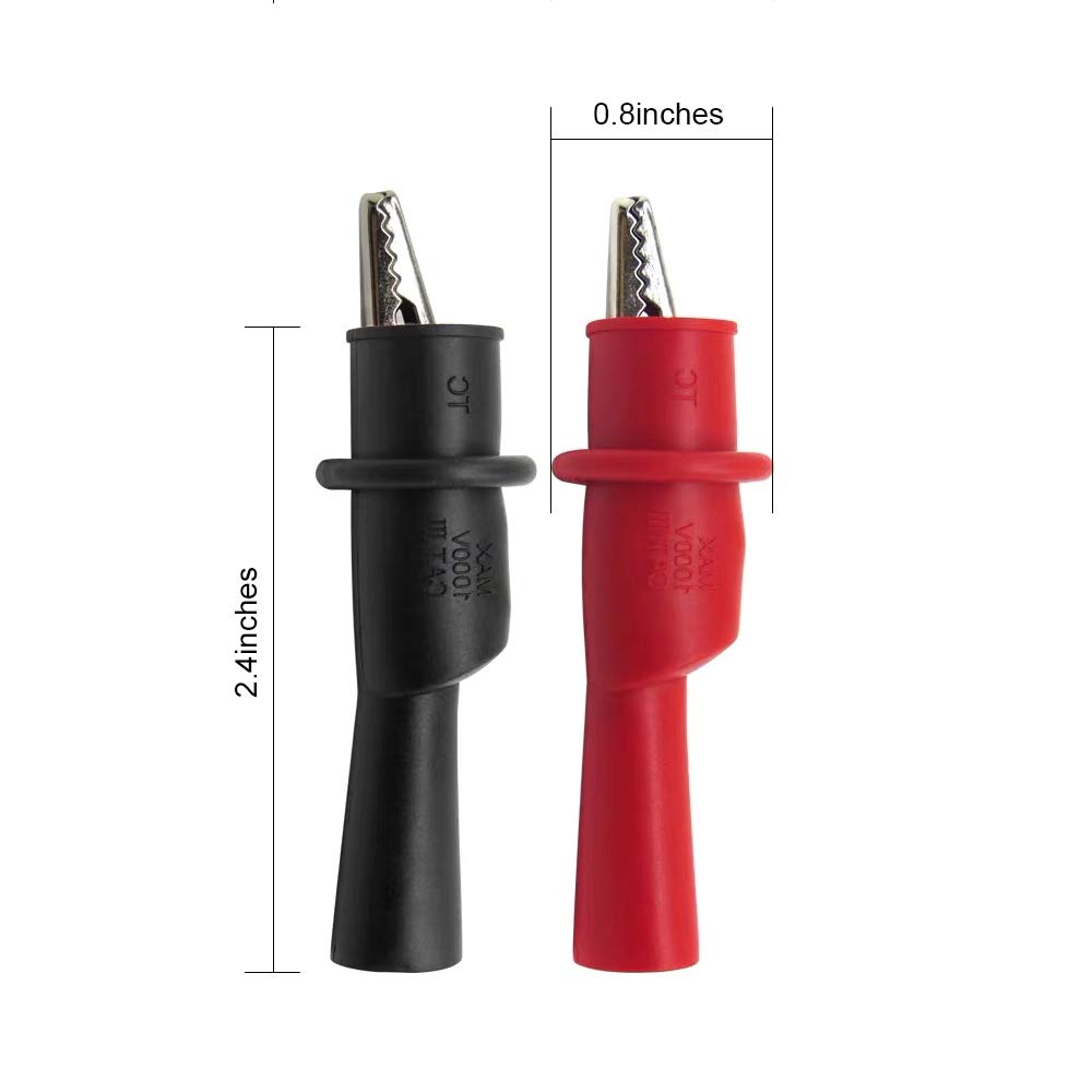 4PCS 1000V 10A Heavy Duty Silicone Alligator Clips Test Leads with Banana Plugs - Professional Electrical Testing Probes for Circuit Testing, Wiring & Automotive Diagnostics - Perfect for Electronics Lab, DIY Projects, Home Repair & Car Maintenance