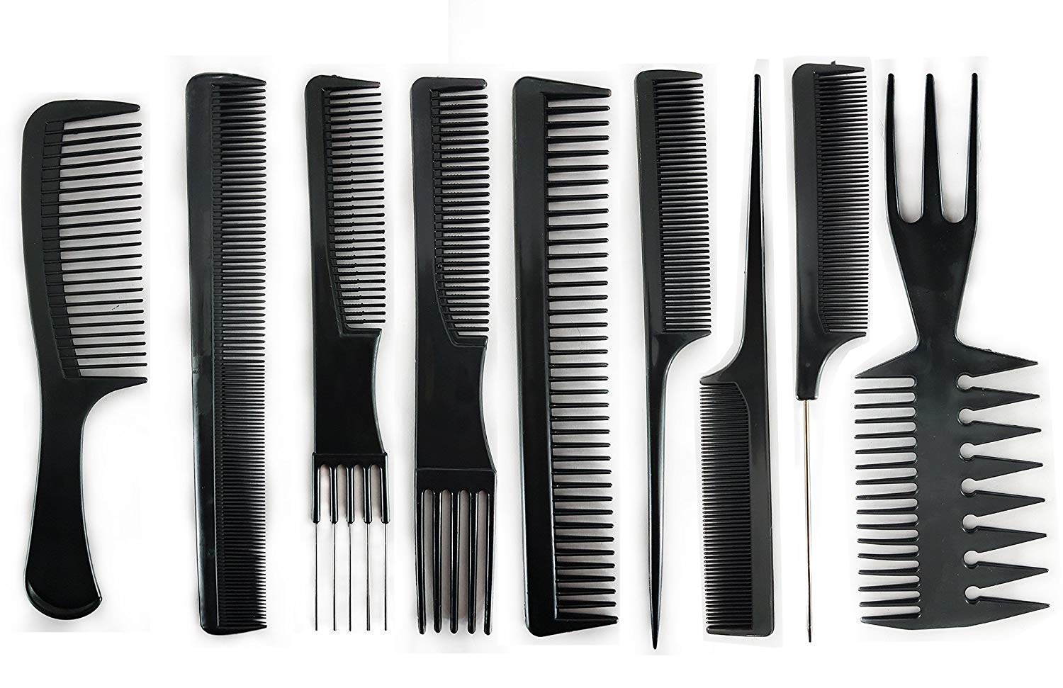 Professional 9Pcs Hair Cutting & Styling Comb Kit for Men & Women - Black | Barber Salon Tools for Hairdressing, Styling & Grooming at Home or Salon