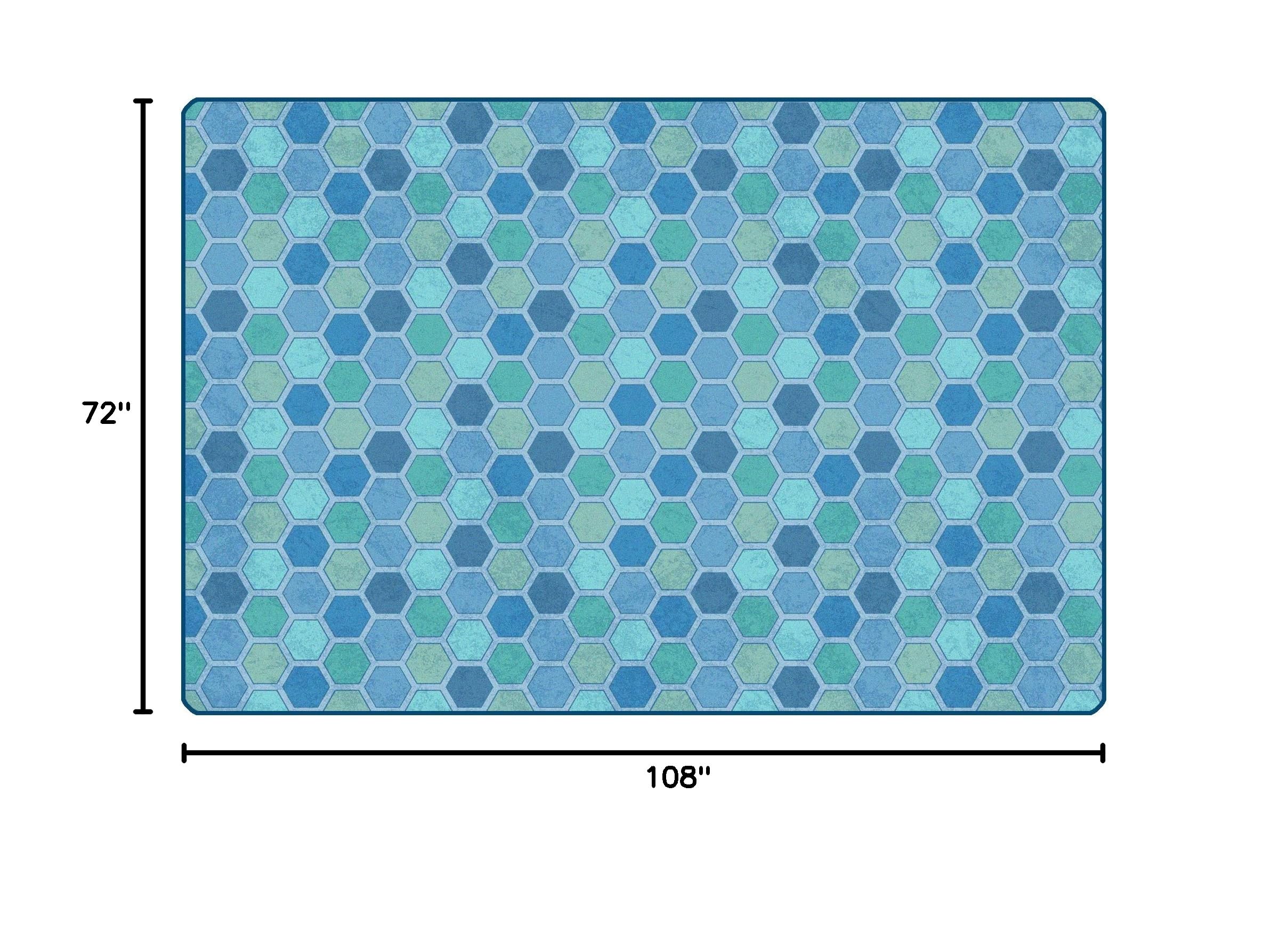 Honeycomb Pattern Kids Room Rug - 6x9 Feet Soft Blue Carpet for Children & Teens - Non-Slip Nursery, Playroom, Bedroom Floor Mat | Safe & Durable Decor