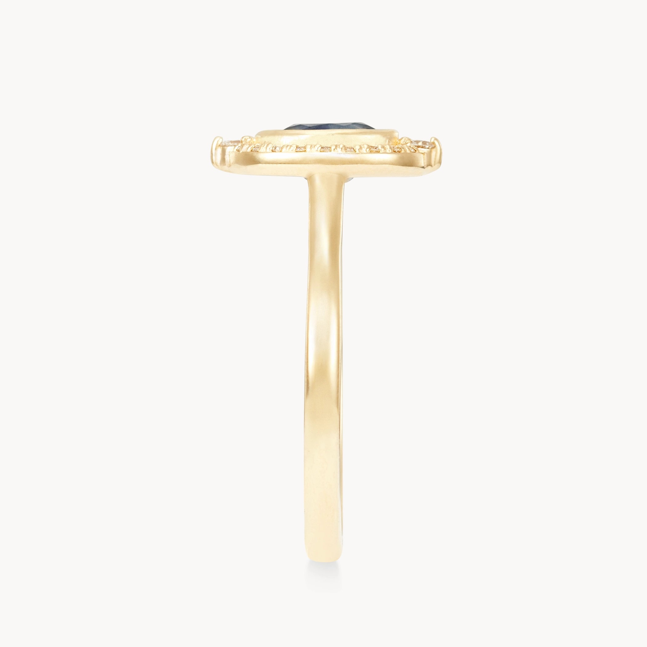 14K Yellow Gold Blue Oval Sapphire & White Diamond Ring – Unique Handcrafted Jewelry for Women, Perfect for Engagement, Wedding & Special Occasions