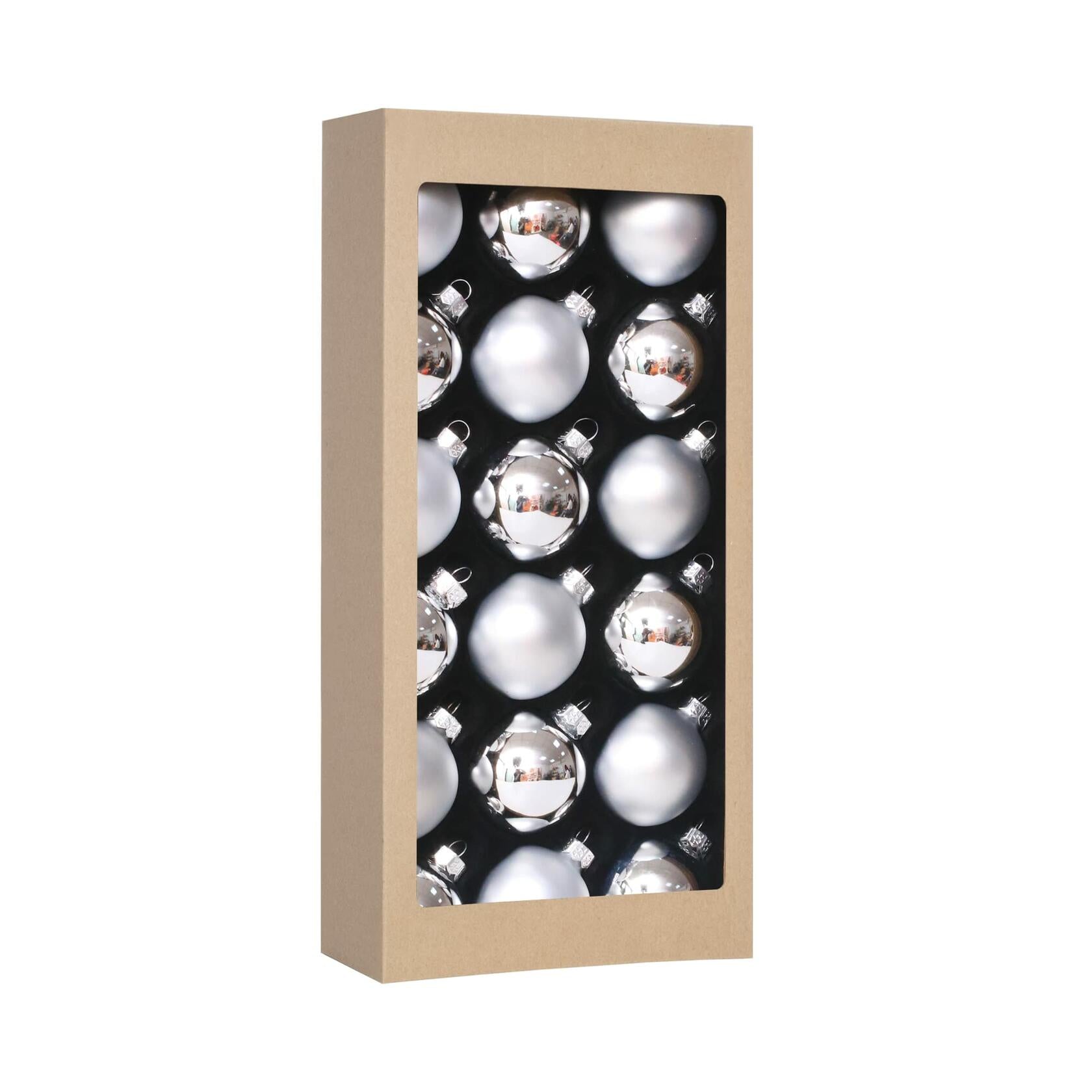18PCS 1.8inch (45mm) Silver Glass Christmas Ball Ornaments - Holiday Tree Decorations for Xmas, Party & Home Decor