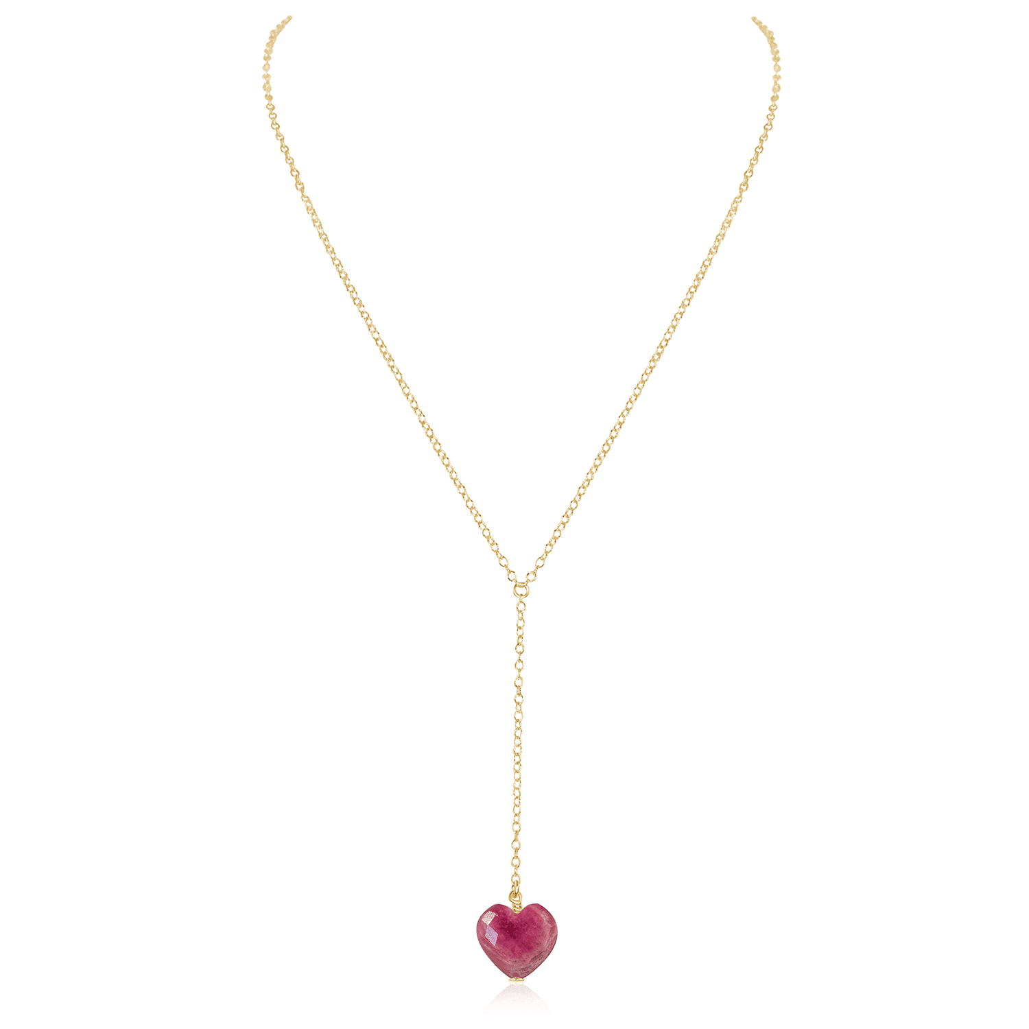 Elegant Ruby Crystal Heart Lariat Necklace for Women - Perfect for Valentine's Day, Anniversary & Romantic Date Night Jewelry Gift