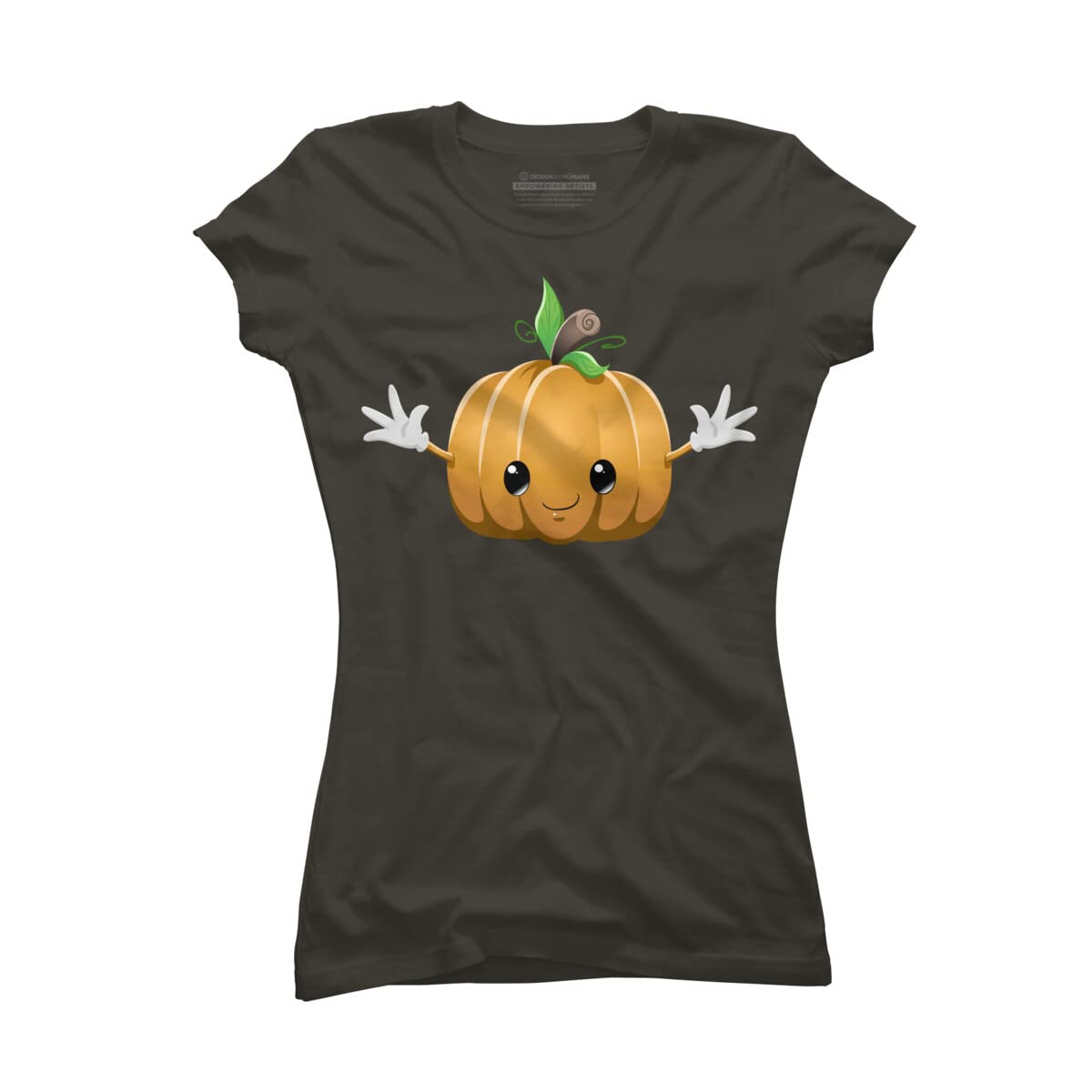Design By Humans Junior's Halloween Pumpkin Monster Graphic T-Shirt by LironPeer | Cute & Spooky Halloween Outfit for Teens | Perfect for Trick-or-Treating, Costume Parties & Fall Festivals