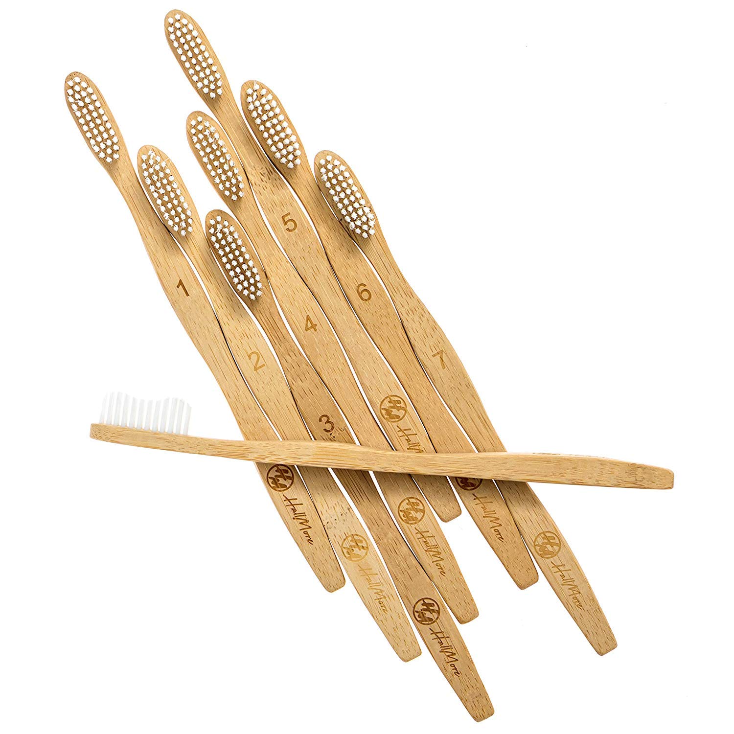 HallMore Bamboo Toothbrush 8 Pack - Eco-Friendly Biodegradable Soft Bristles Toothbrushes for Adults & Kids - Perfect for Travel, Home & Sustainable Oral Care