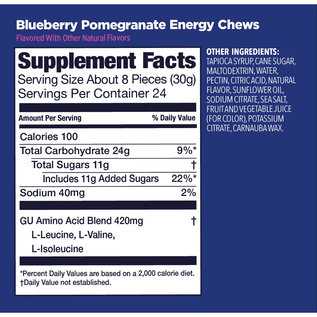 Gu Energy Chews - Natural Energy Gels for Runners, Cyclists & Athletes - Boost Endurance & Performance - Ideal for Marathon, Workout & Outdoor Activities