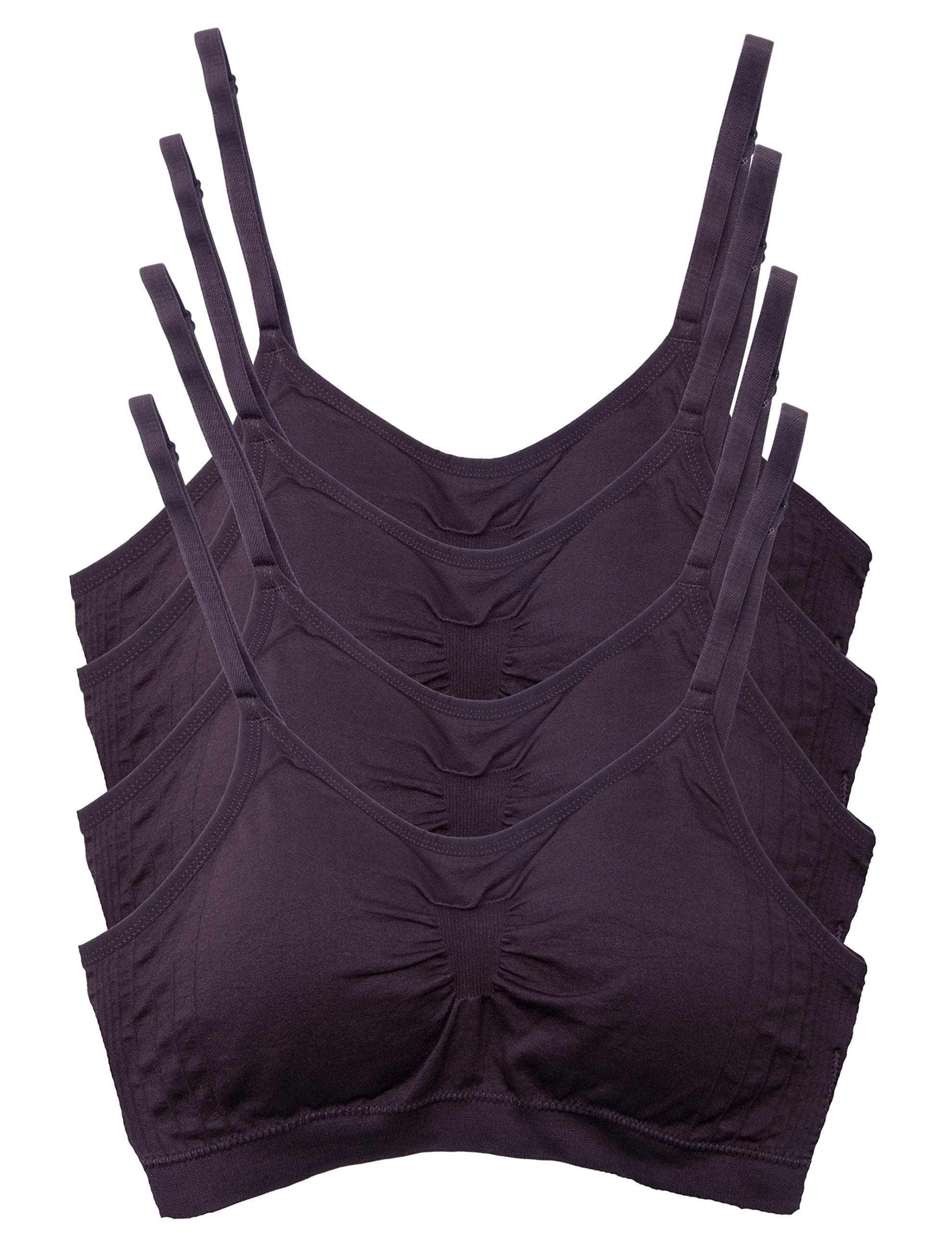 Kalon 4 Pack Women's Seamless Wireless Cami Bras with Removable Pads - Soft Nylon Spandex Comfort Bras for Everyday Wear, Layering & Lounge