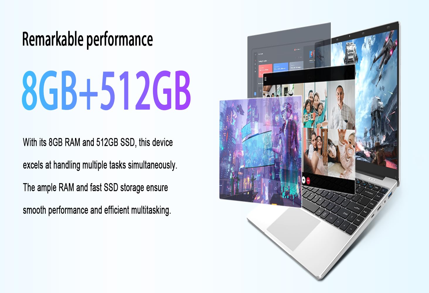 ANTEMPER 2025 14.1 Inch Windows 11 Laptop - Intel Celeron N4020C, 8GB RAM, 512GB SSD, Full HD 1080P Display, USB 3.0, Type-C, Webcam, 5000mAh Battery (Gray) - Perfect for Office Work, Online Learning & Home Use