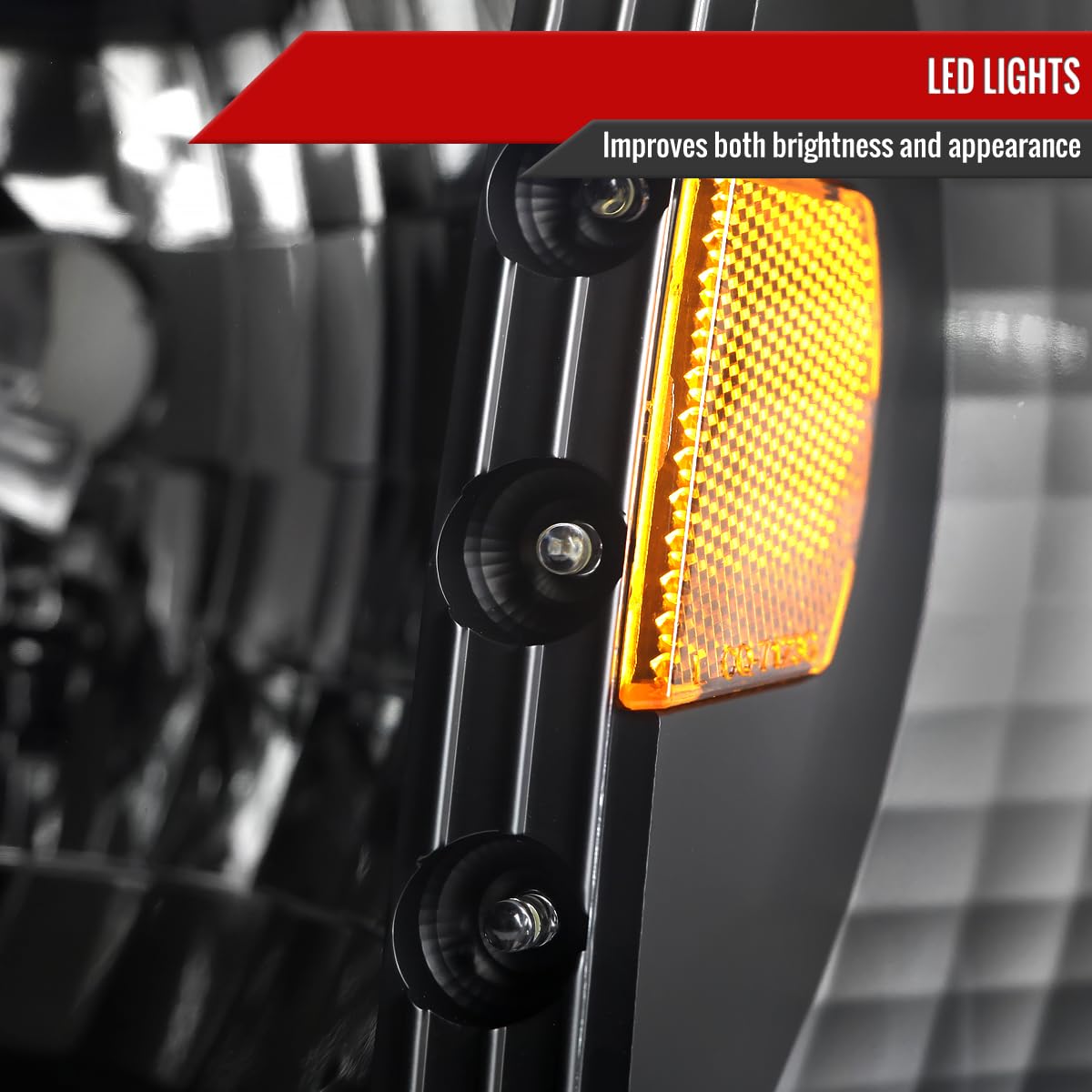 93-97 Ford Ranger Black Clear LED DRL Headlights with Corner Turn Signal Lamps - High Visibility Daytime Running Lights for Off-Road & Night Driving