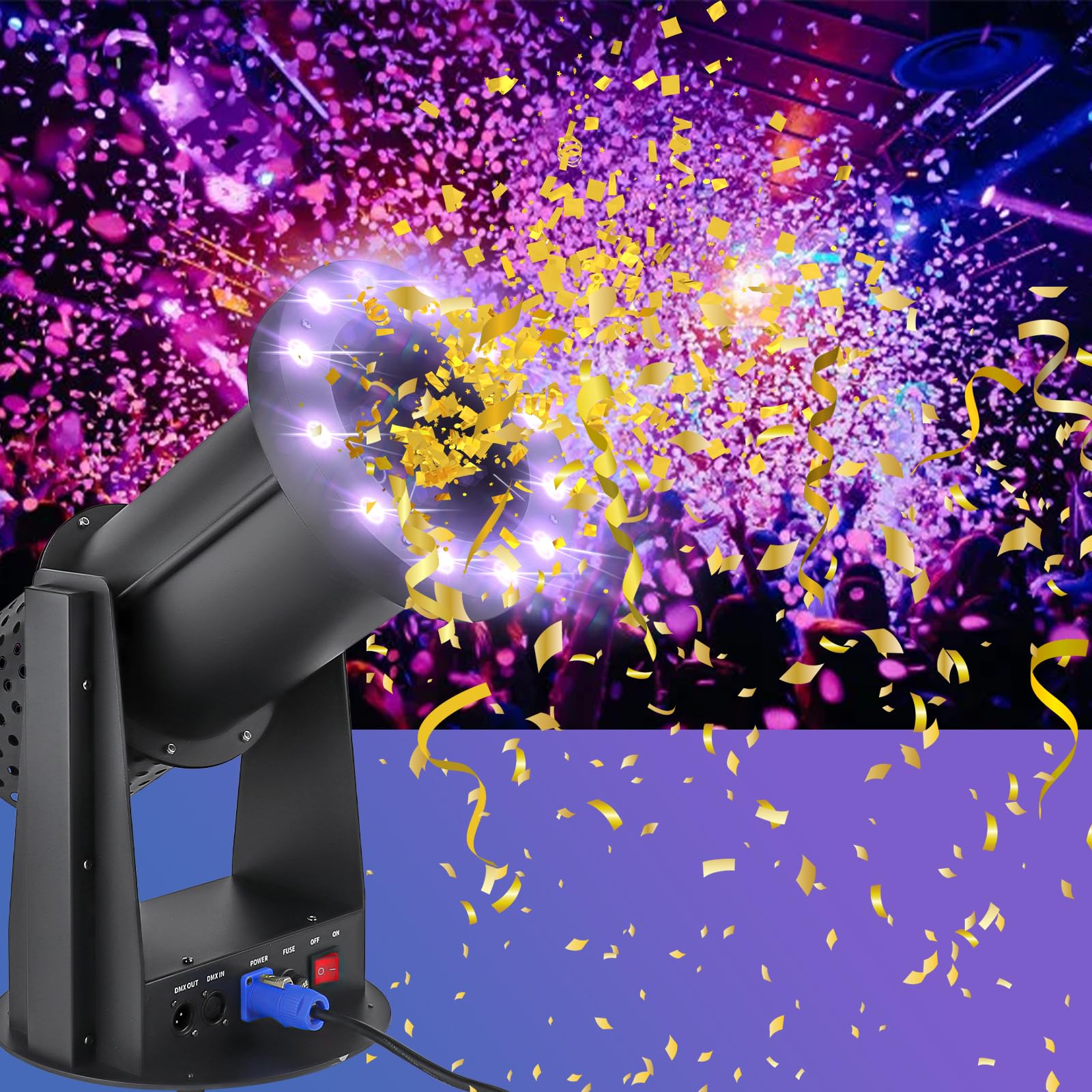 1500W LED Confetti Blaster Machine with Remote Control - Electric Confetti Cannon for DJ Parties, Nightclubs, Weddings, Concerts & Events | Perfect for Stage Shows, Christmas Celebrations & Birthday Parties