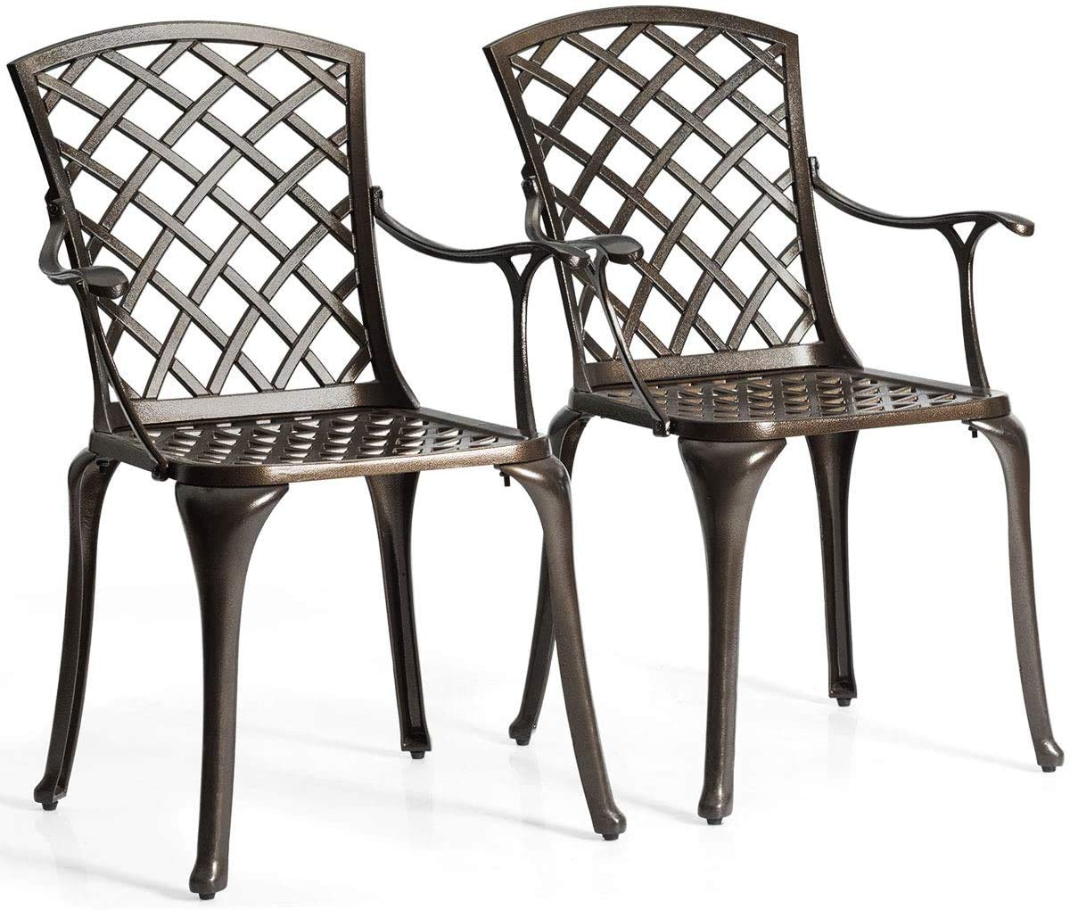 Vintage Aluminum Patio Dining Chairs Set of 2 - Lightweight Outdoor Bistro Chairs for Garden, Backyard, Poolside & Restaurant Use - Durable Weather-Resistant Seating for Relaxing & Entertaining
