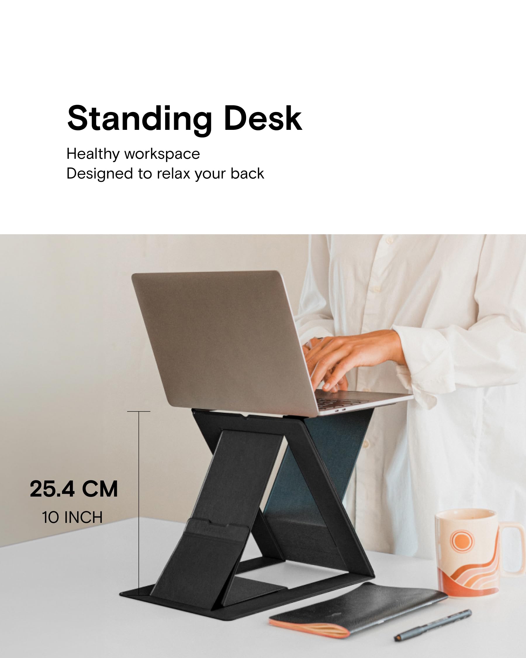 MOFT Z Foldable Laptop Stand - Slim Adjustable Laptop Riser for Desk with 4 Height Settings | Ergonomic Computer Holder for MacBook, Dell, HP (Up to 17